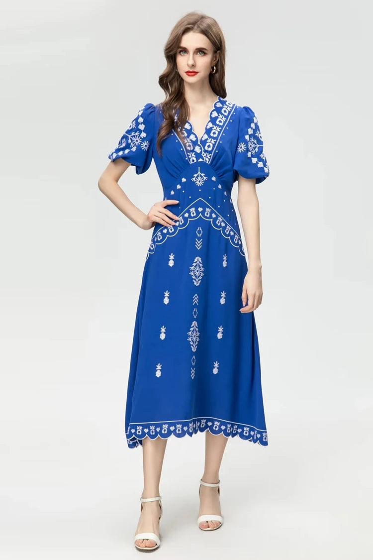 DRESS STYLE - NY3346-Midi Dress-onlinemarkat-Blue-XS - US 2-onlinemarkat