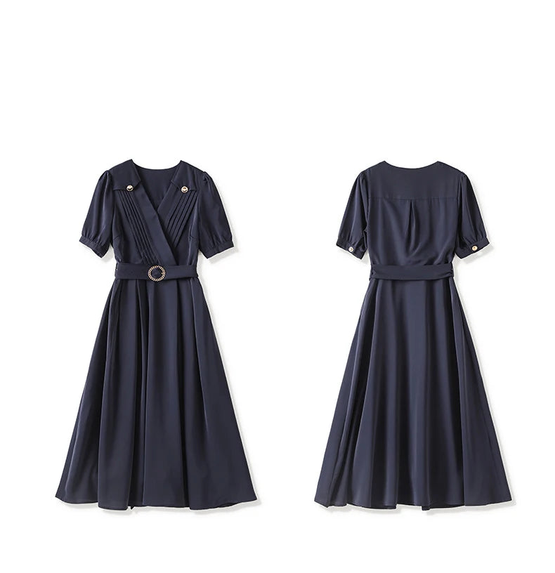 DRESS STYLE - SY897-Midi Dress-onlinemarkat-Blue-XS - US 2-onlinemarkat