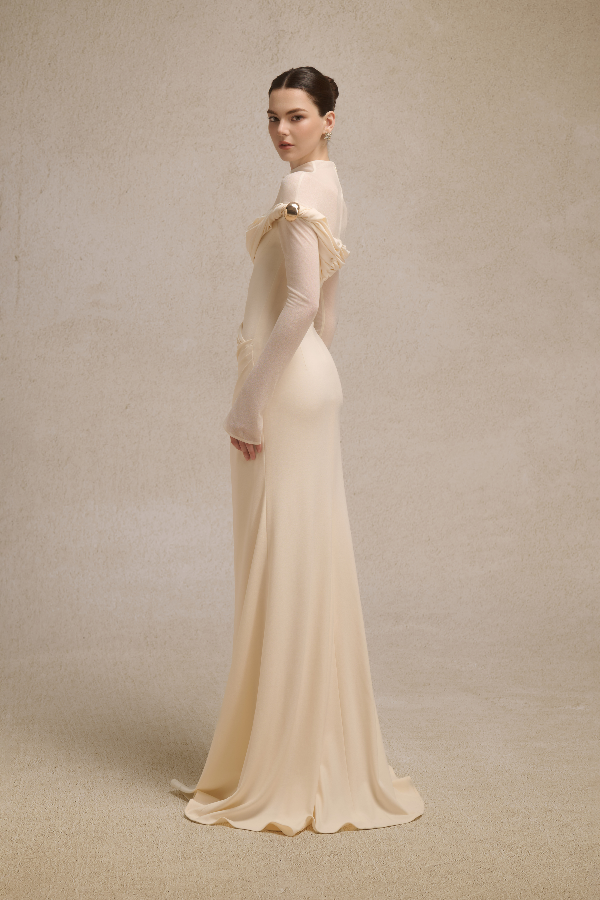 Selene Metal Twist Dress in Cream