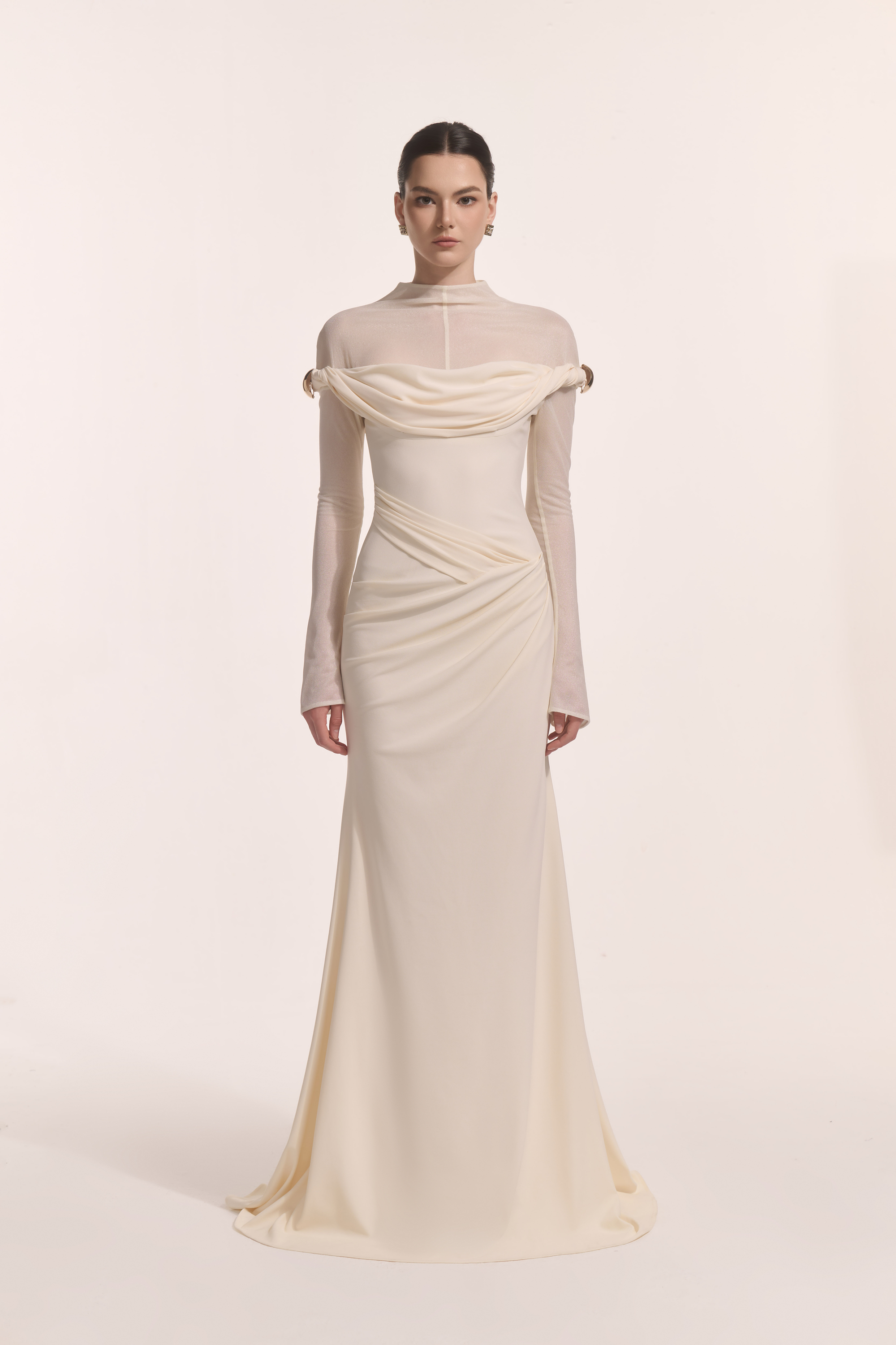 Selene Metal Twist Dress in Cream