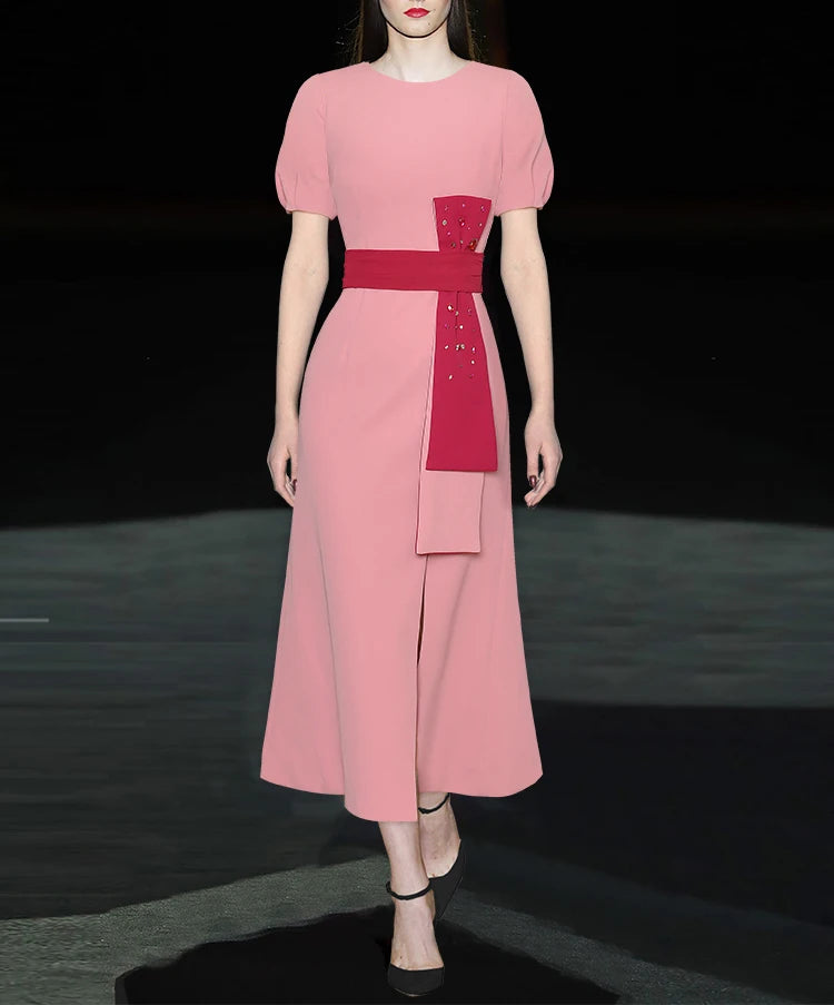 DRESS STYLE - SY640-Midi Dress-onlinemarkat-Pink-S-onlinemarkat