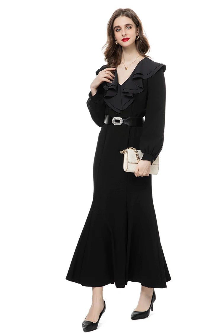 DRESS STYLE - NY3406-Midi Dress-onlinemarkat-black-XS - US 2-onlinemarkat