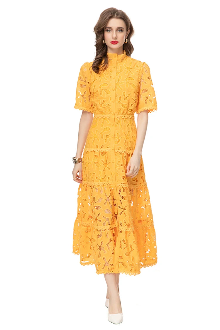 DRESS STYLE - SO244-Midi Dress-onlinemarkat-Orange-XS - US 2-onlinemarkat