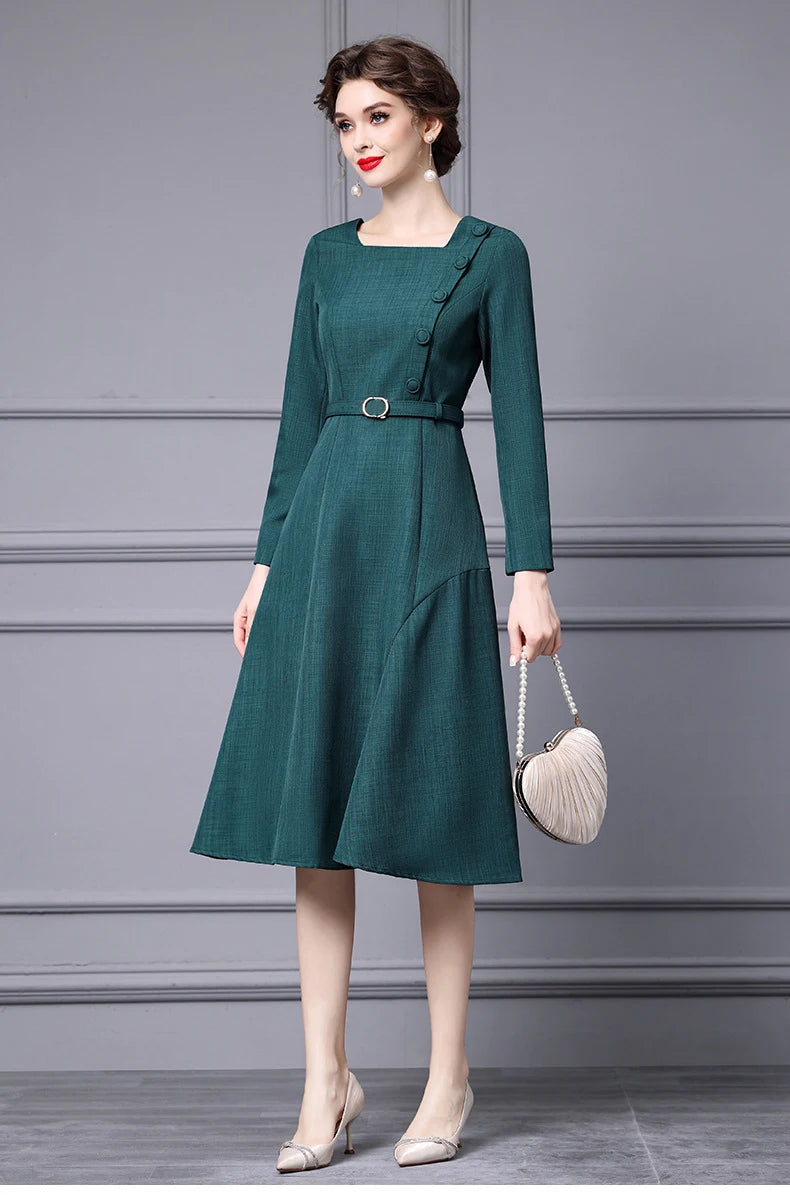 DRESS STYLE - SY378-Midi Dress-onlinemarkat-green-XS - US 2-onlinemarkat