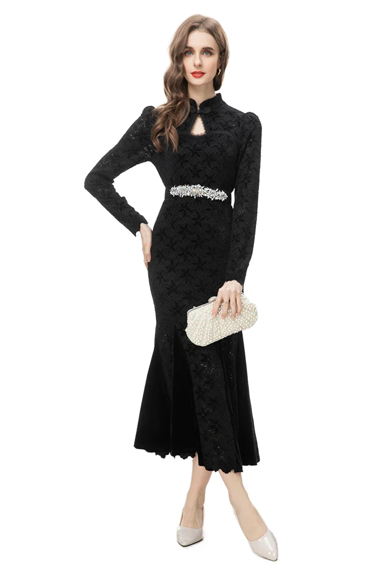 DRESS STYLE - NY3239-Midi Dress-onlinemarkat-black-XS - US 2-onlinemarkat