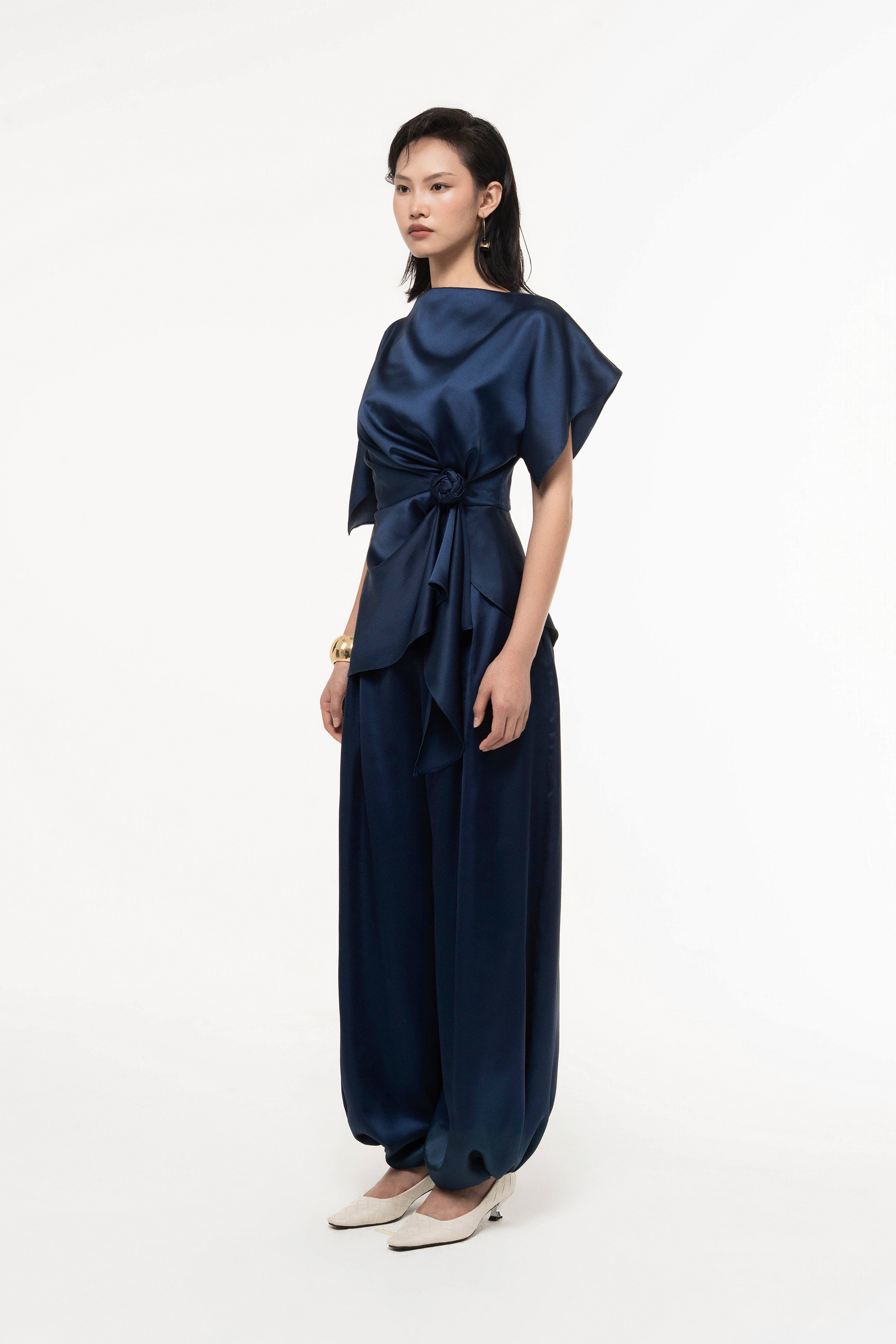 Silk Asymmetric Peplum Set Design