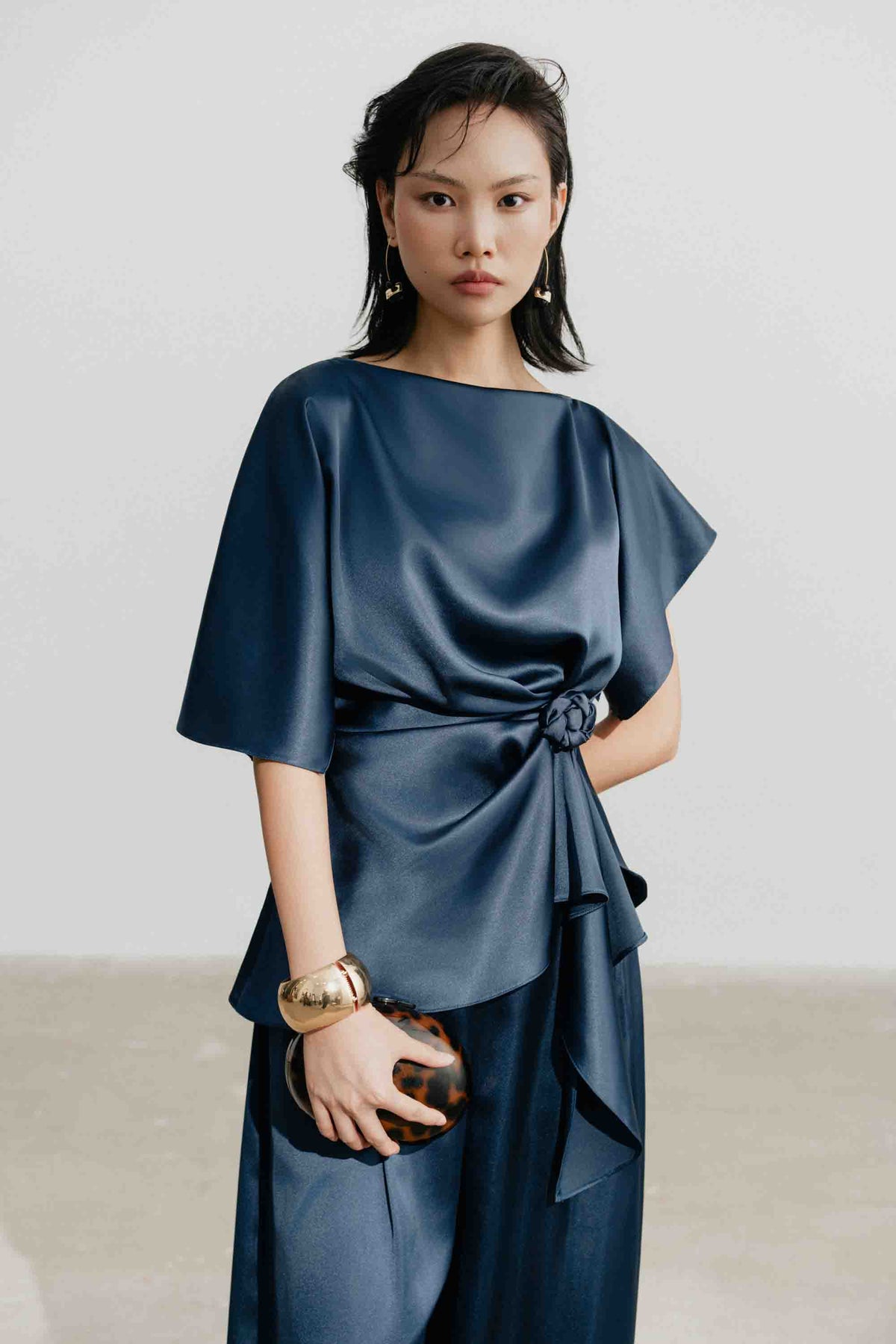 Silk Asymmetric Peplum Set Design