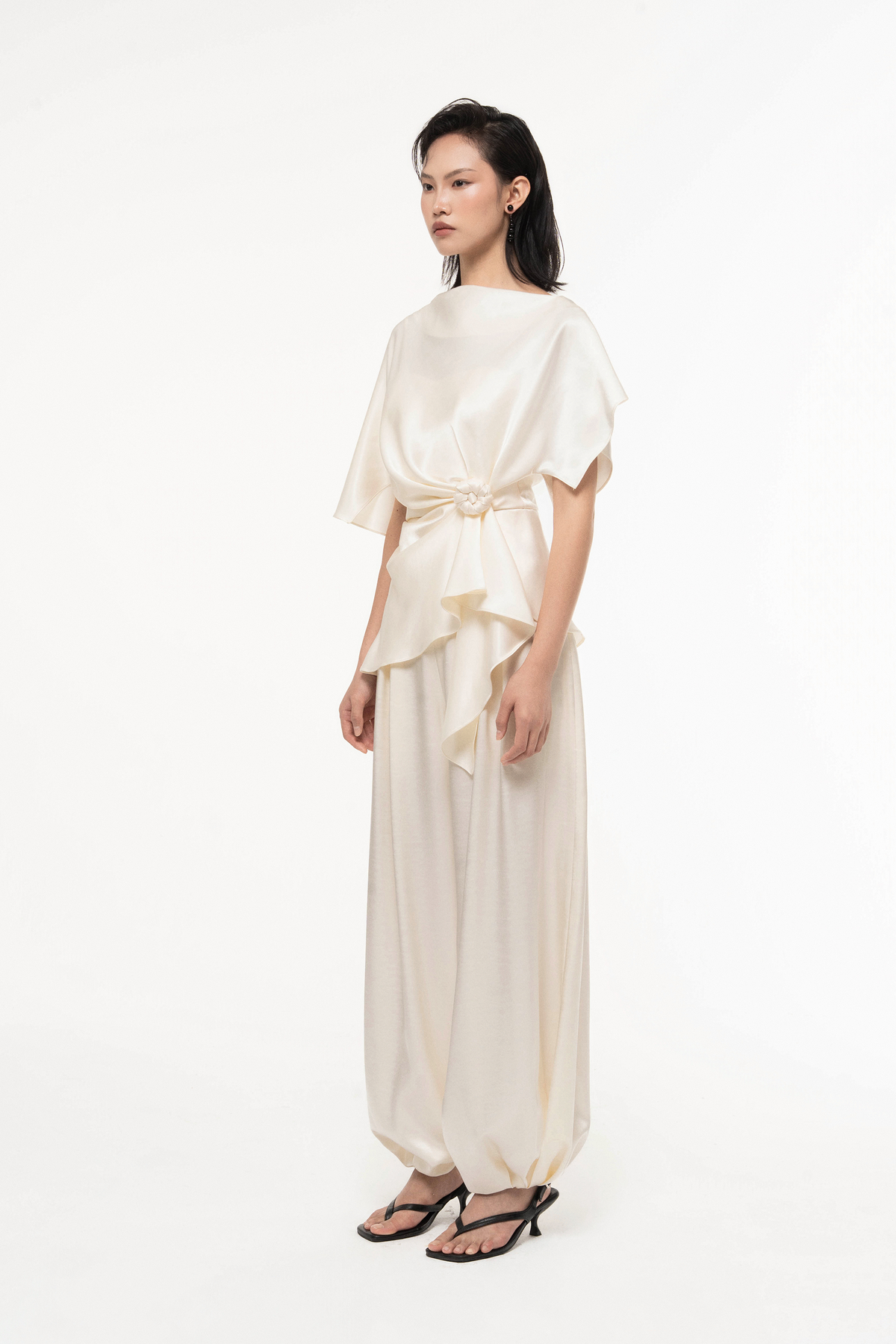 Silk Asymmetric Peplum Set Design