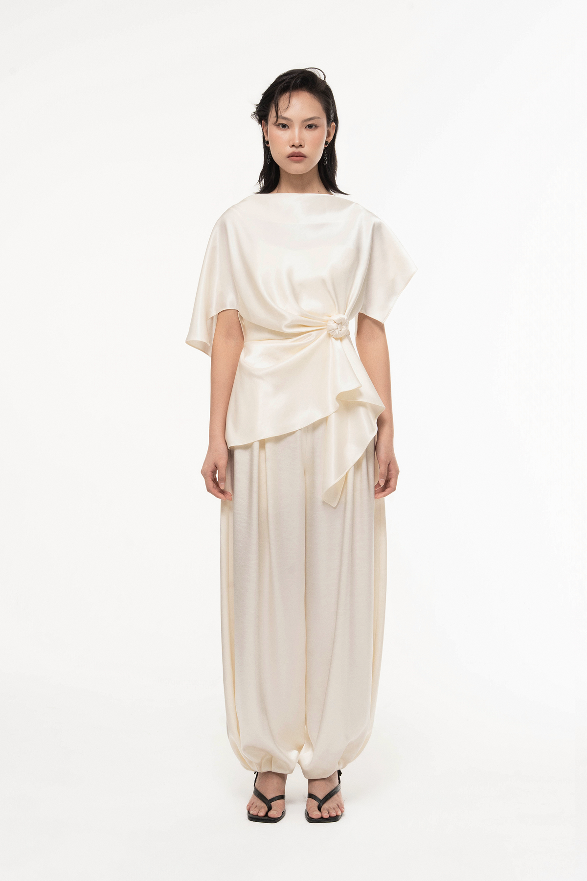 Silk Asymmetric Peplum Set Design