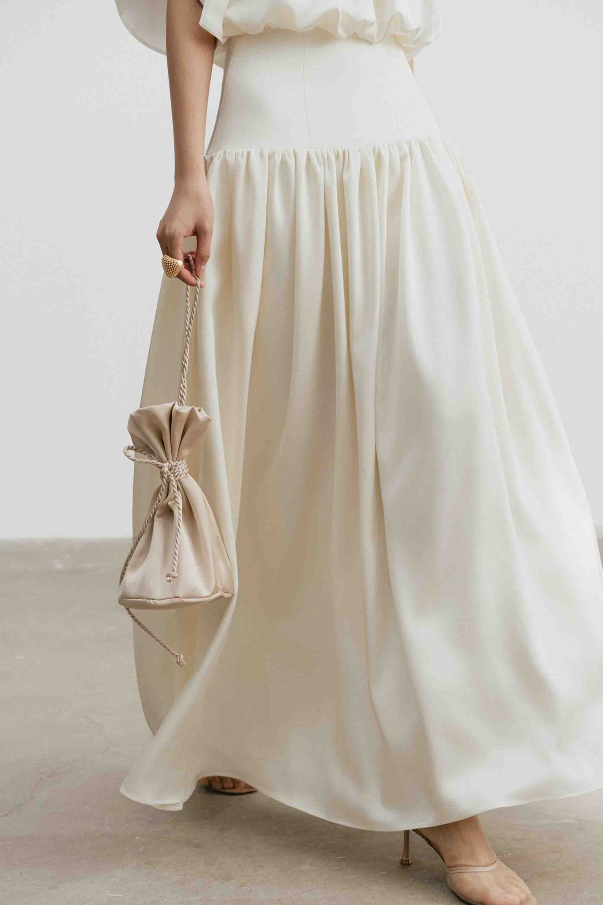 Silk Cut-Out Midi Dress