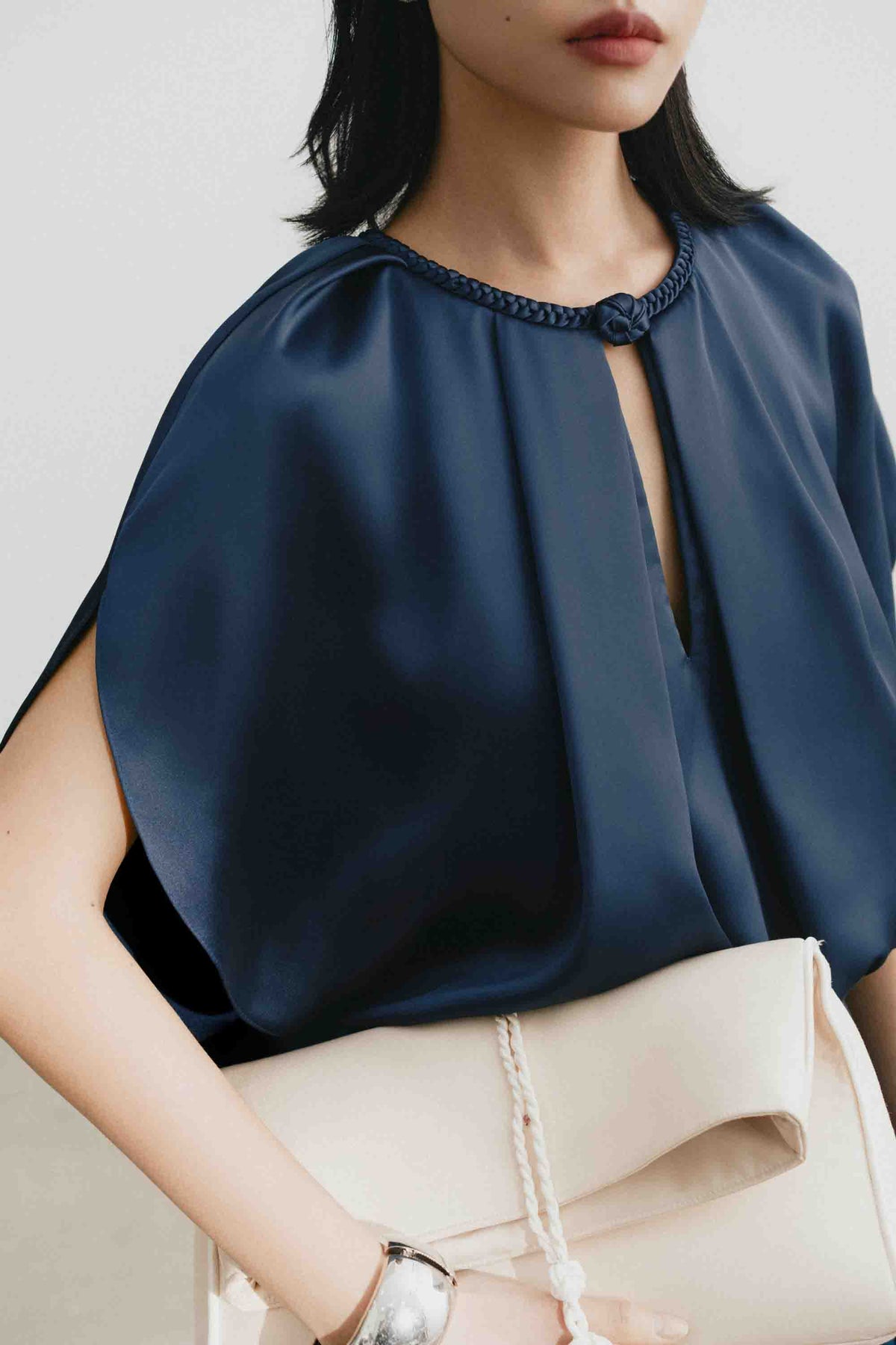 Silk Cut-Out Midi Dress