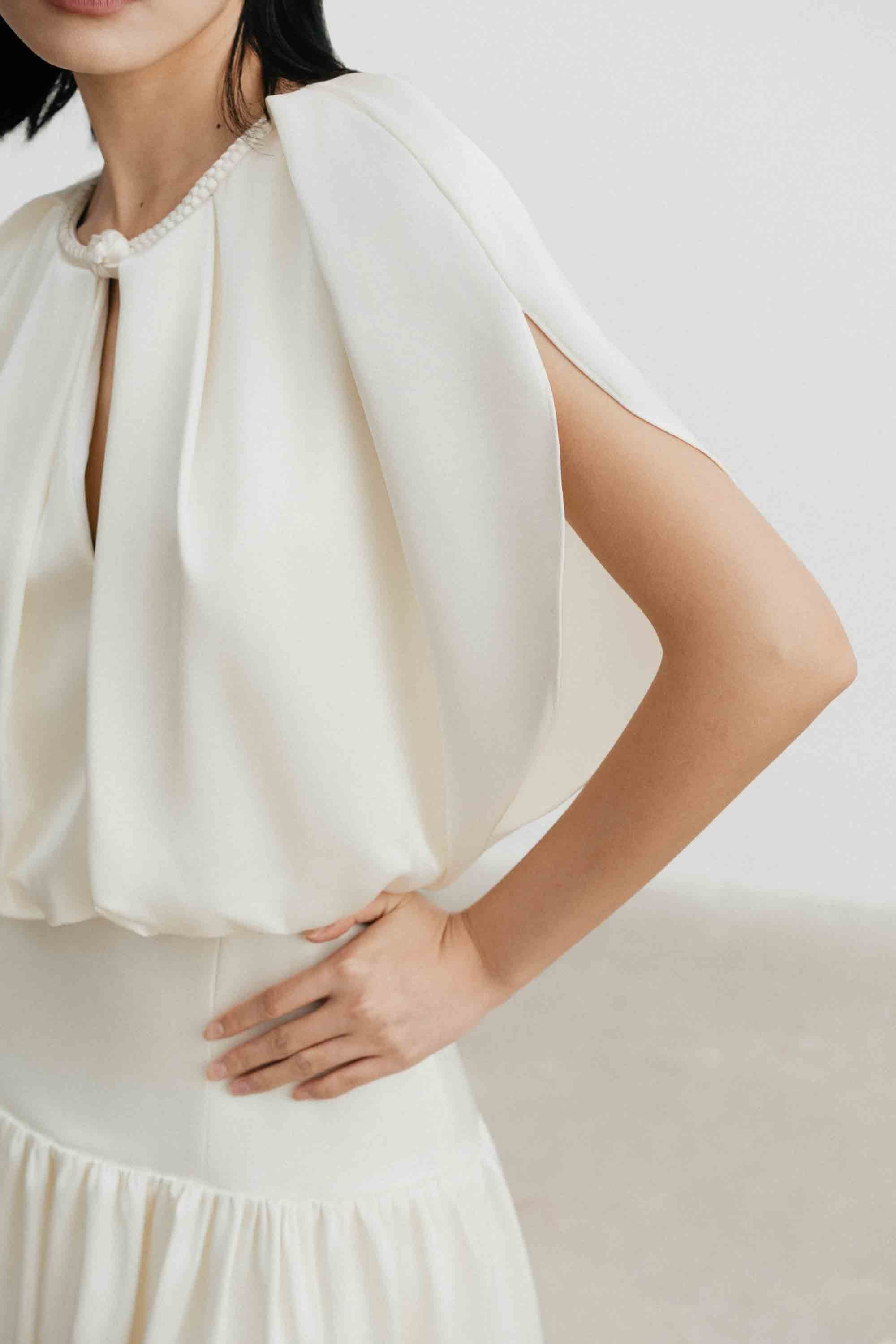 Silk Cut-Out Midi Dress