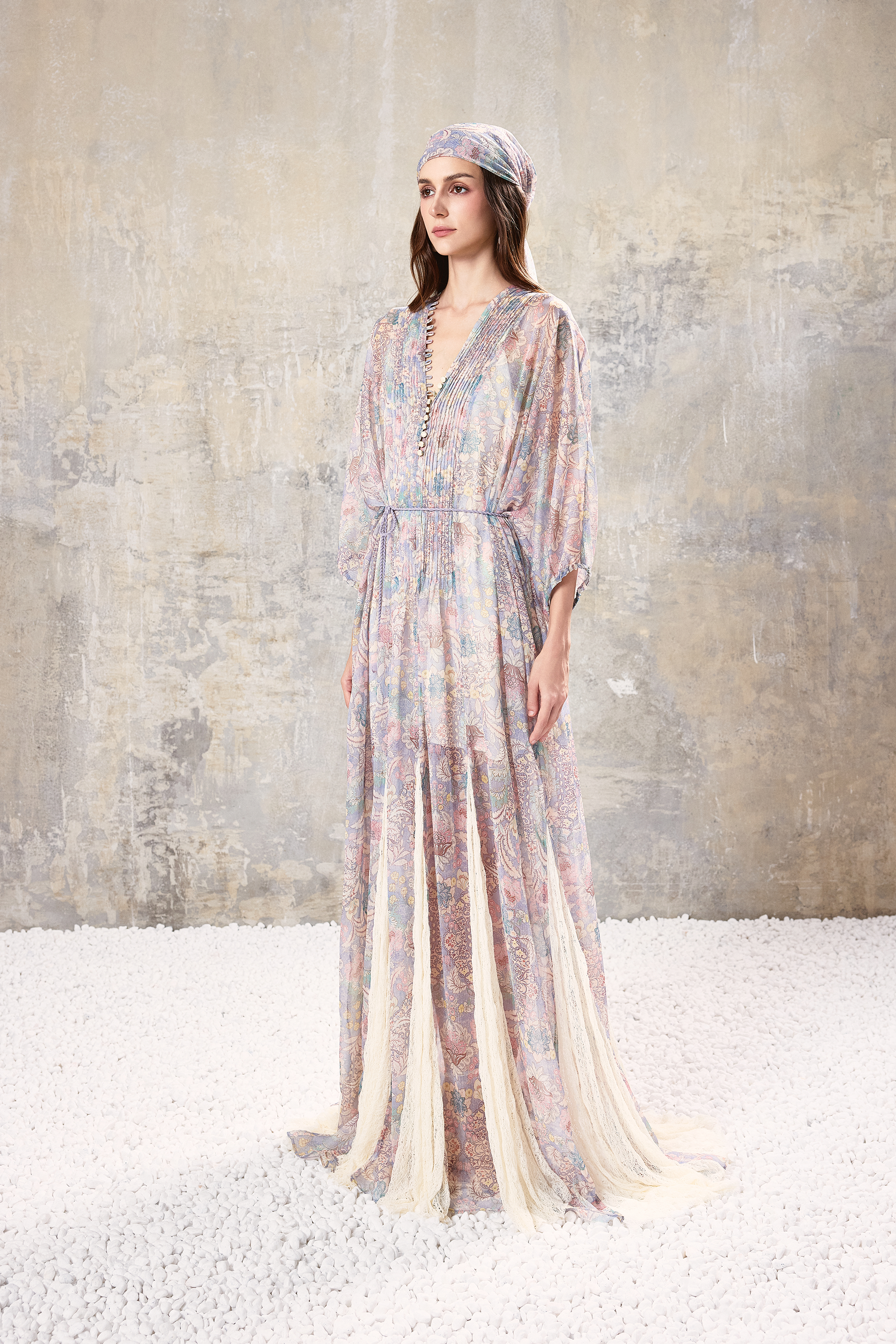 Smocked V Neck Maxi Dress
