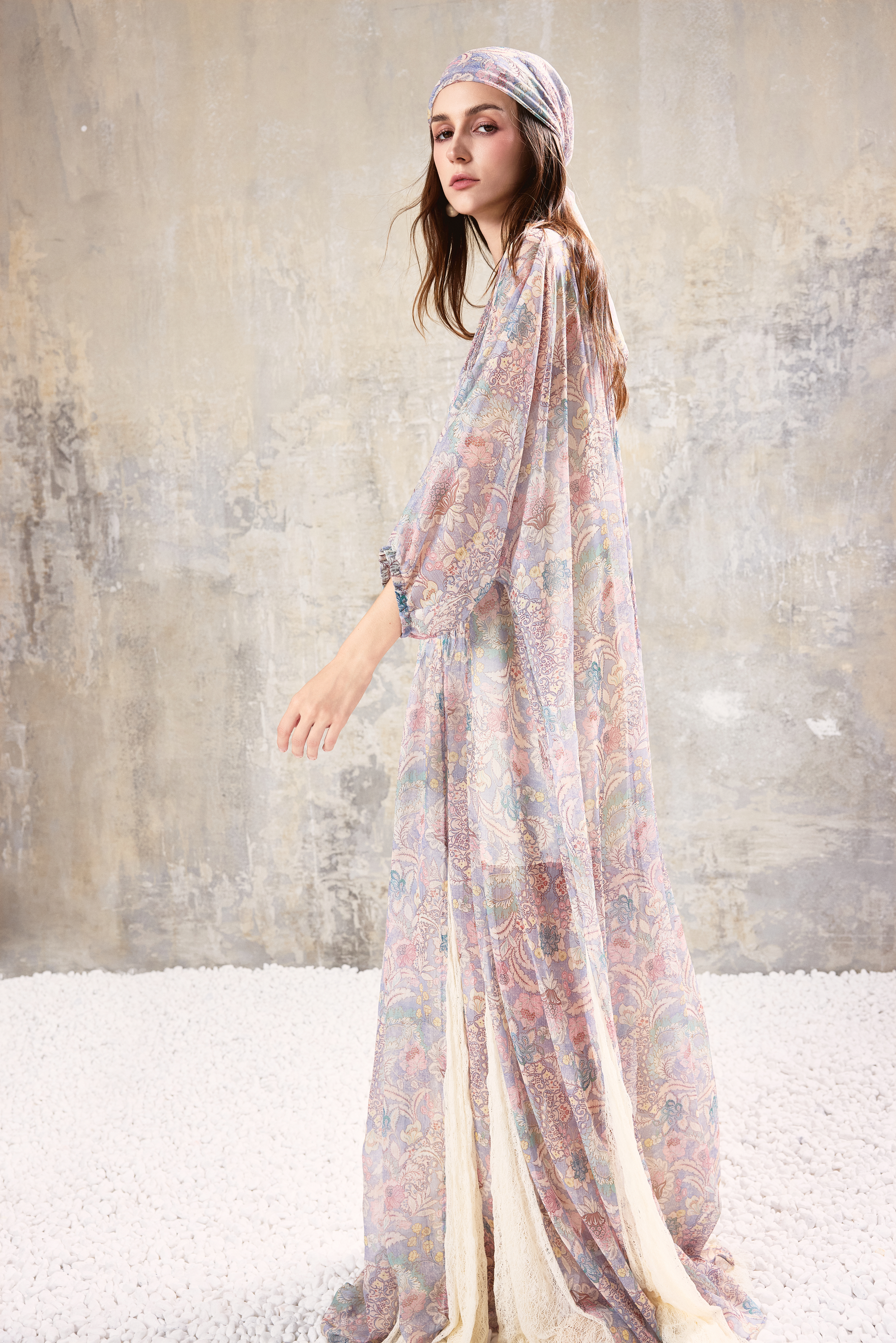 Smocked V Neck Maxi Dress