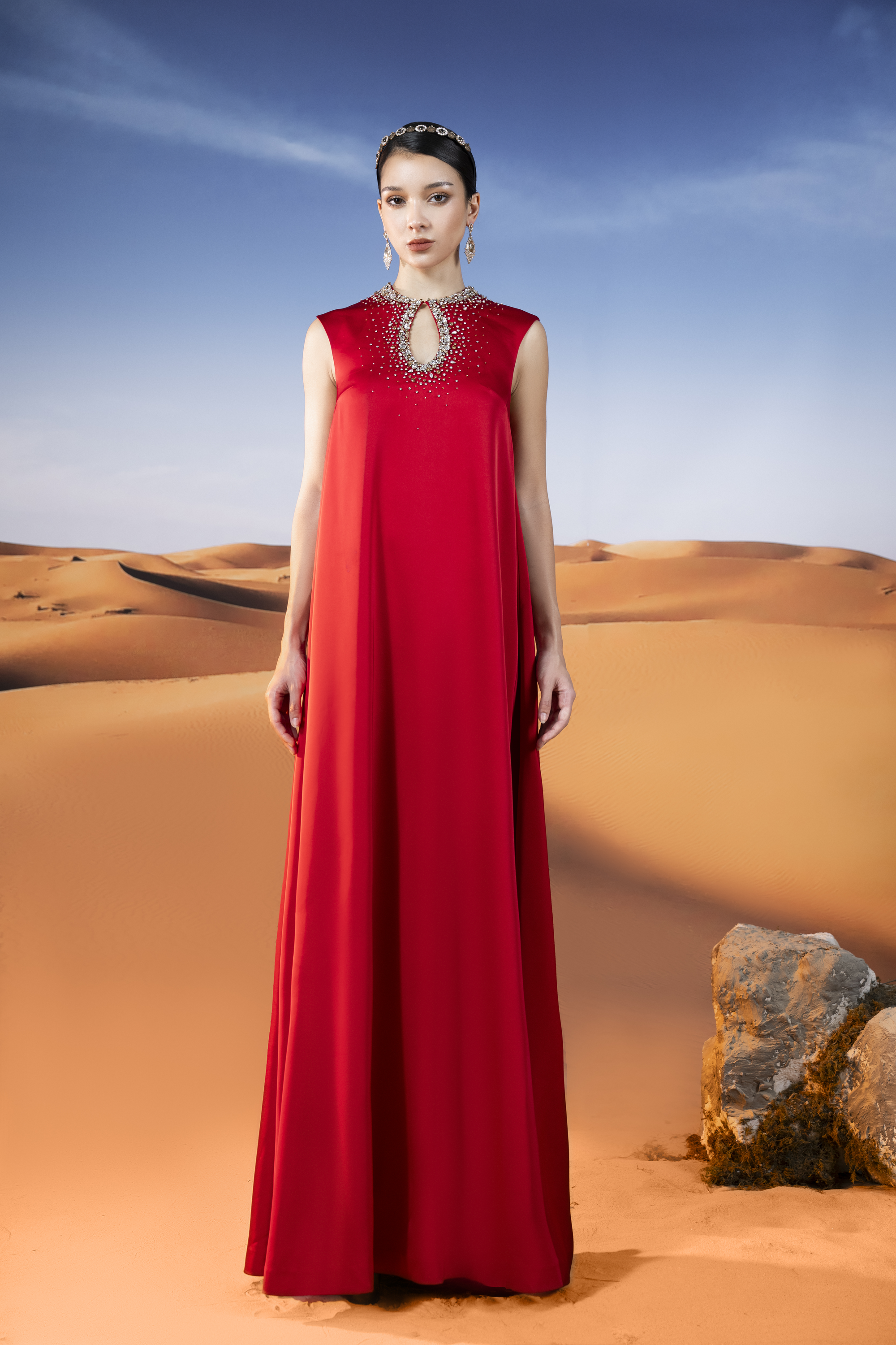 Sophistic Cape Keyhole Neck Velvet Satin Maxi Set