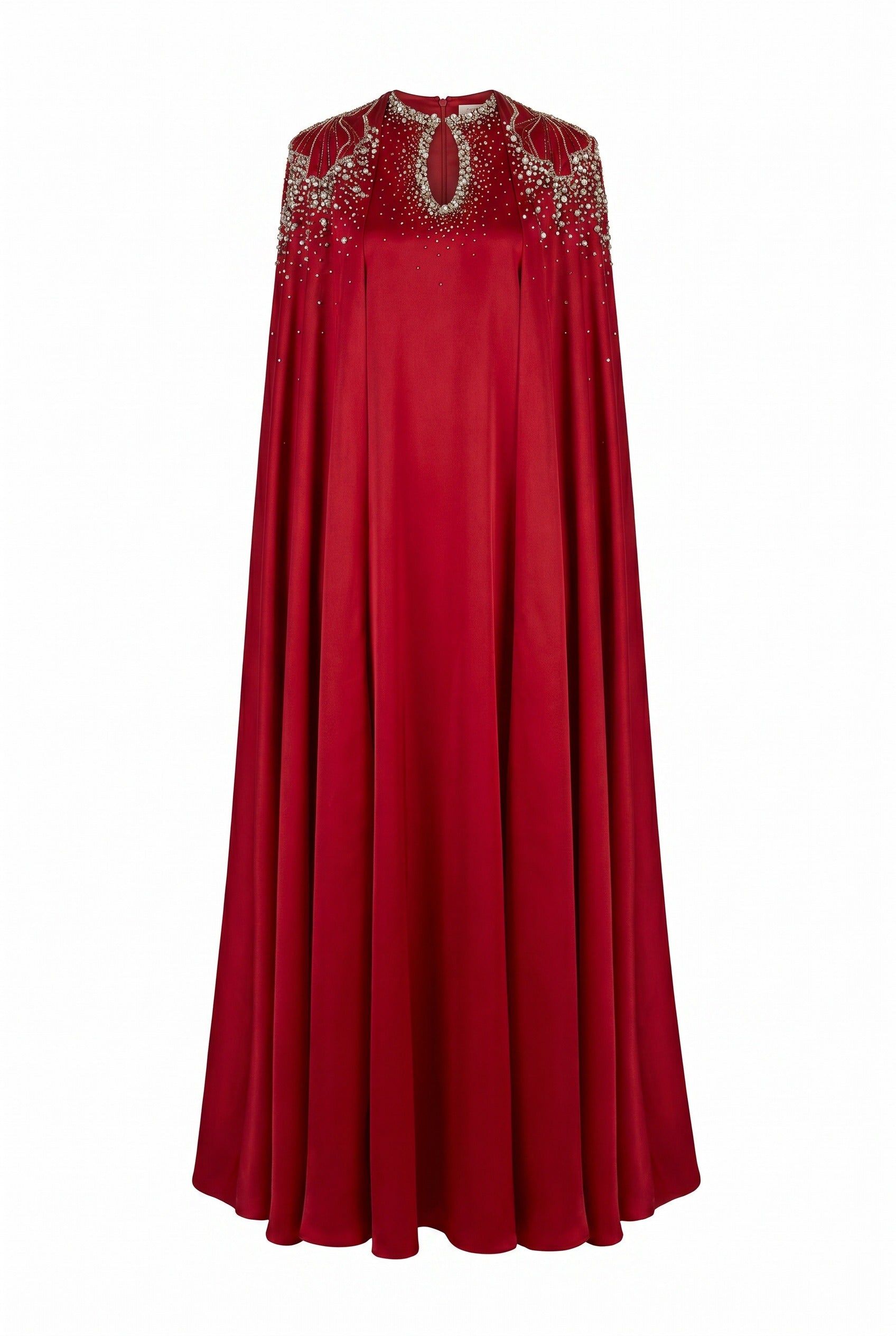 Sophistic Cape Keyhole Neck Velvet Satin Maxi Set