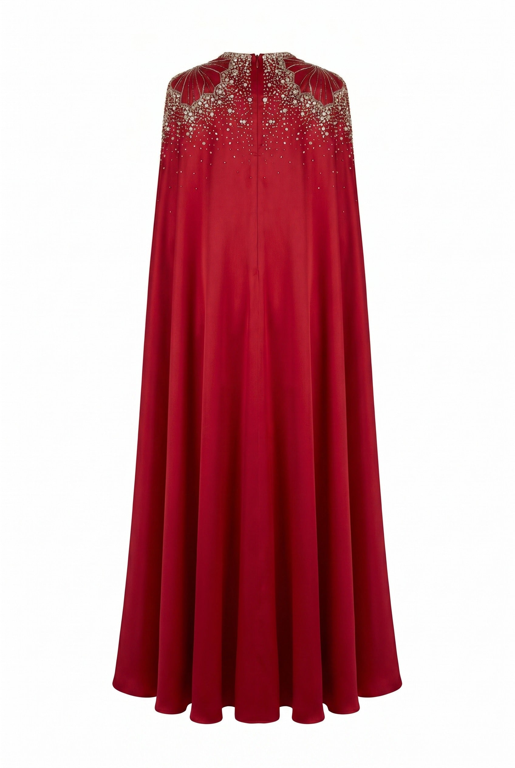 Sophistic Cape Keyhole Neck Velvet Satin Maxi Set
