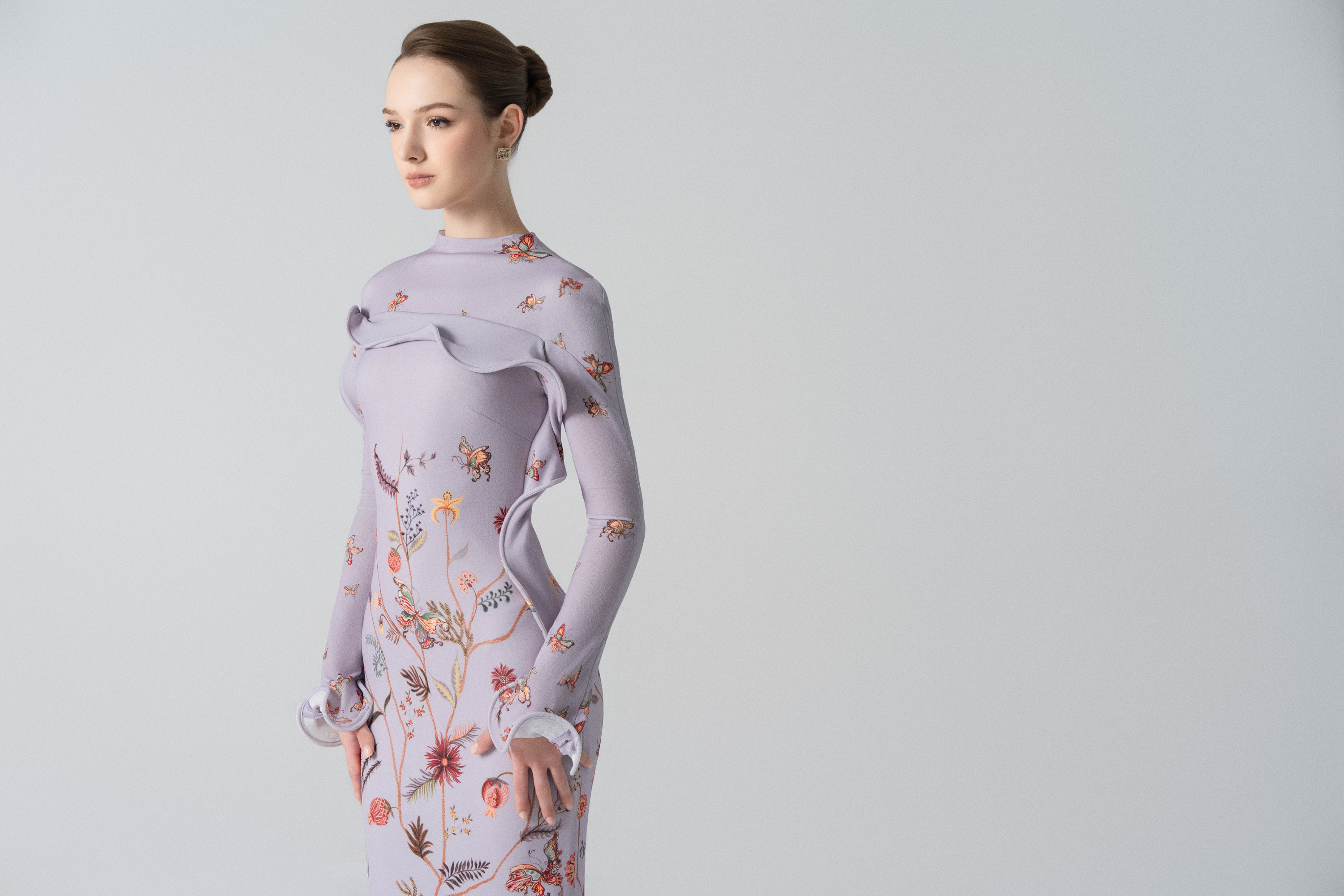 Starfall Bloom Fishtail Dress in Lavender Mittens