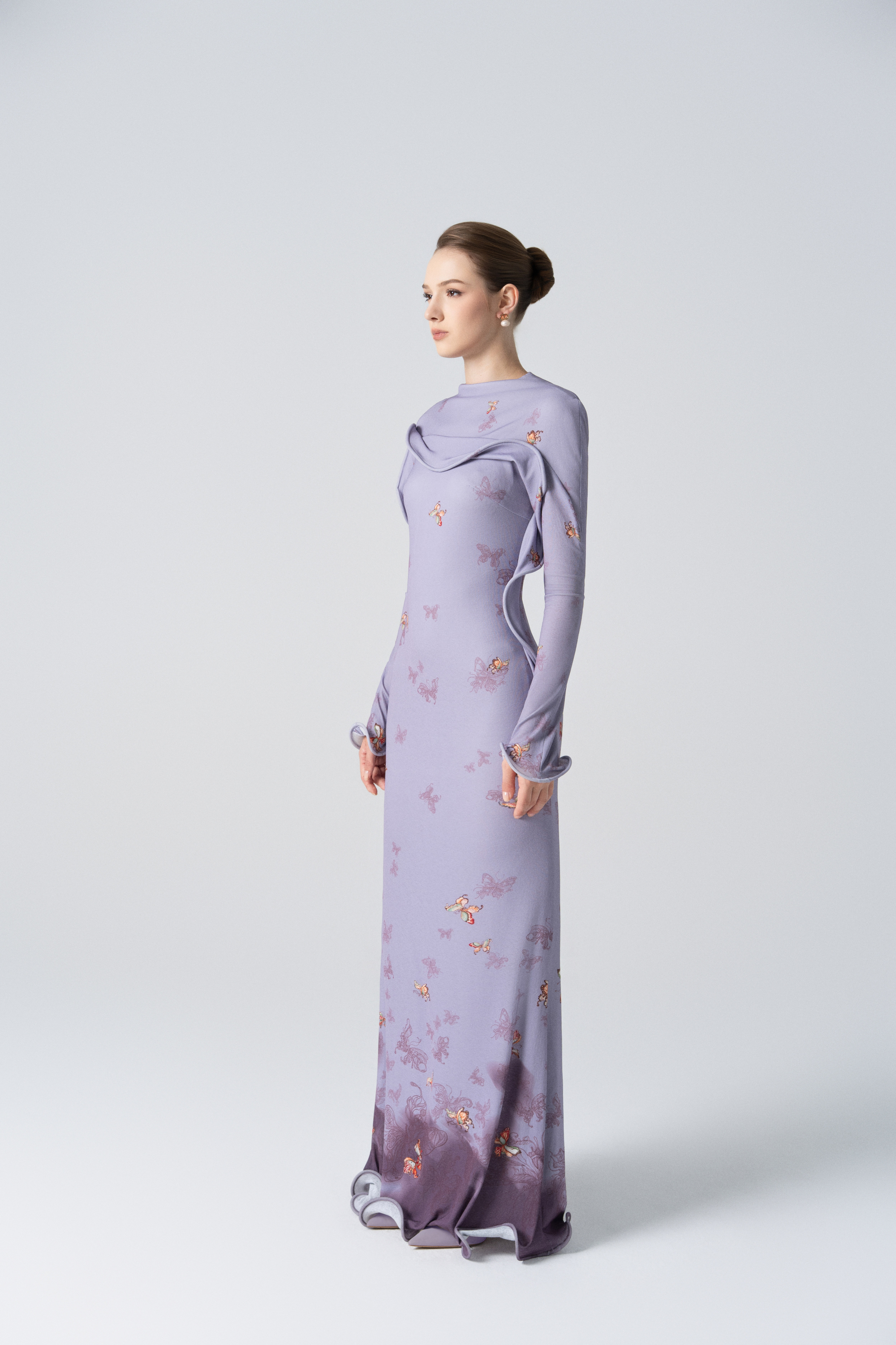 Starfall Bloom Fishtail Dress in Lavender Mittens