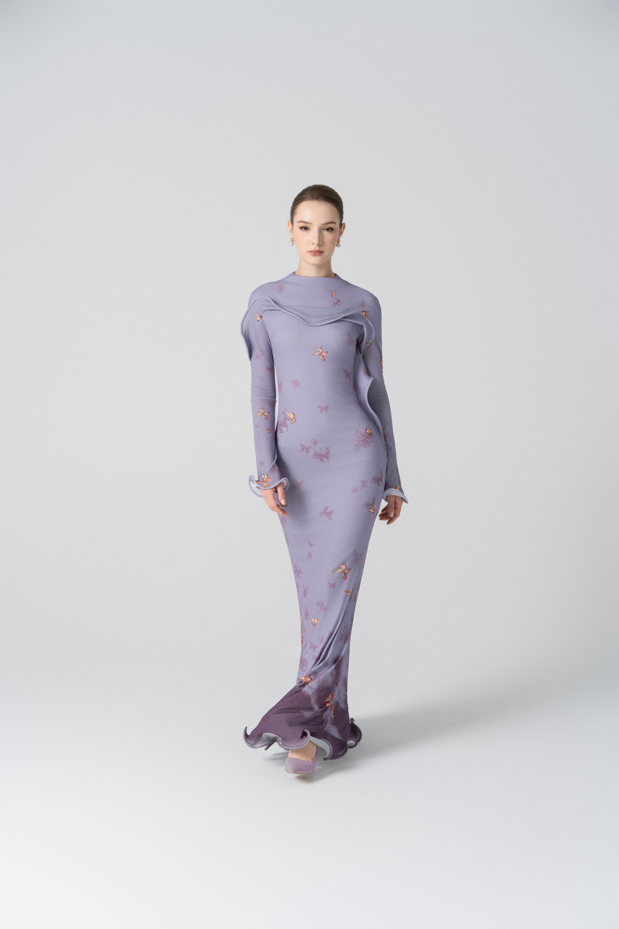 Starfall Bloom Fishtail Dress in Lavender Mittens