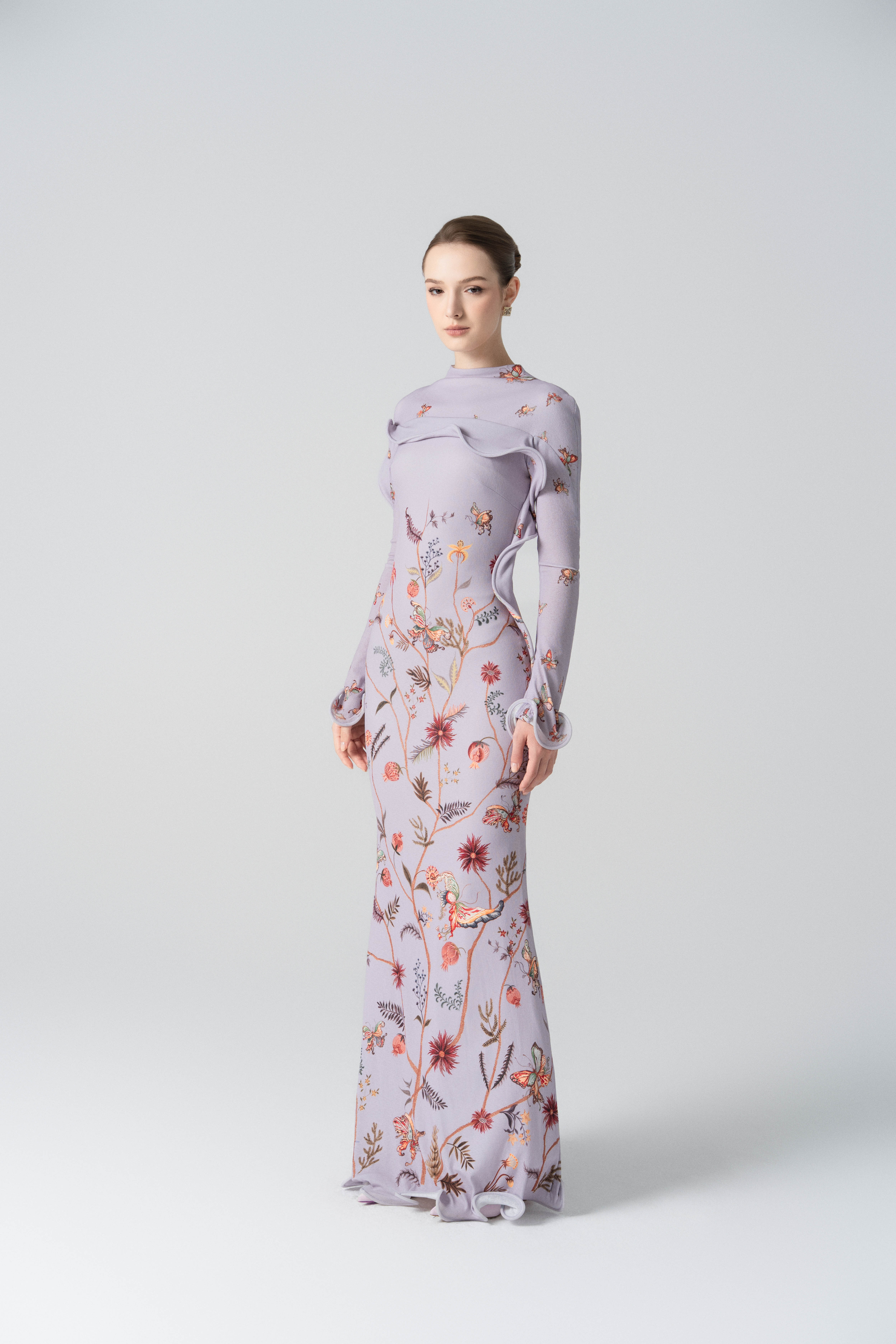 Starfall Bloom Fishtail Dress in Lavender Mittens