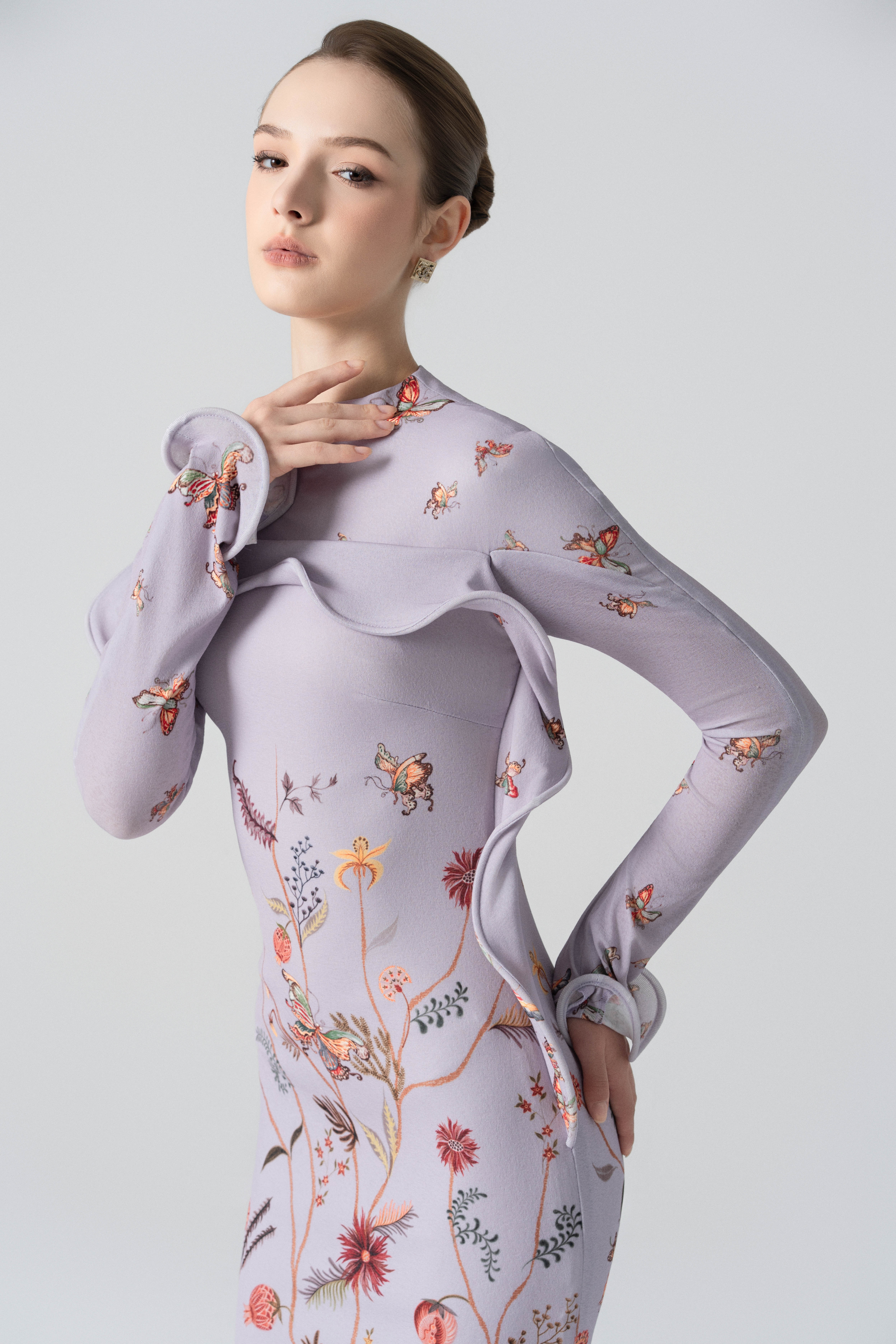 Starfall Bloom Fishtail Dress in Lavender Mittens