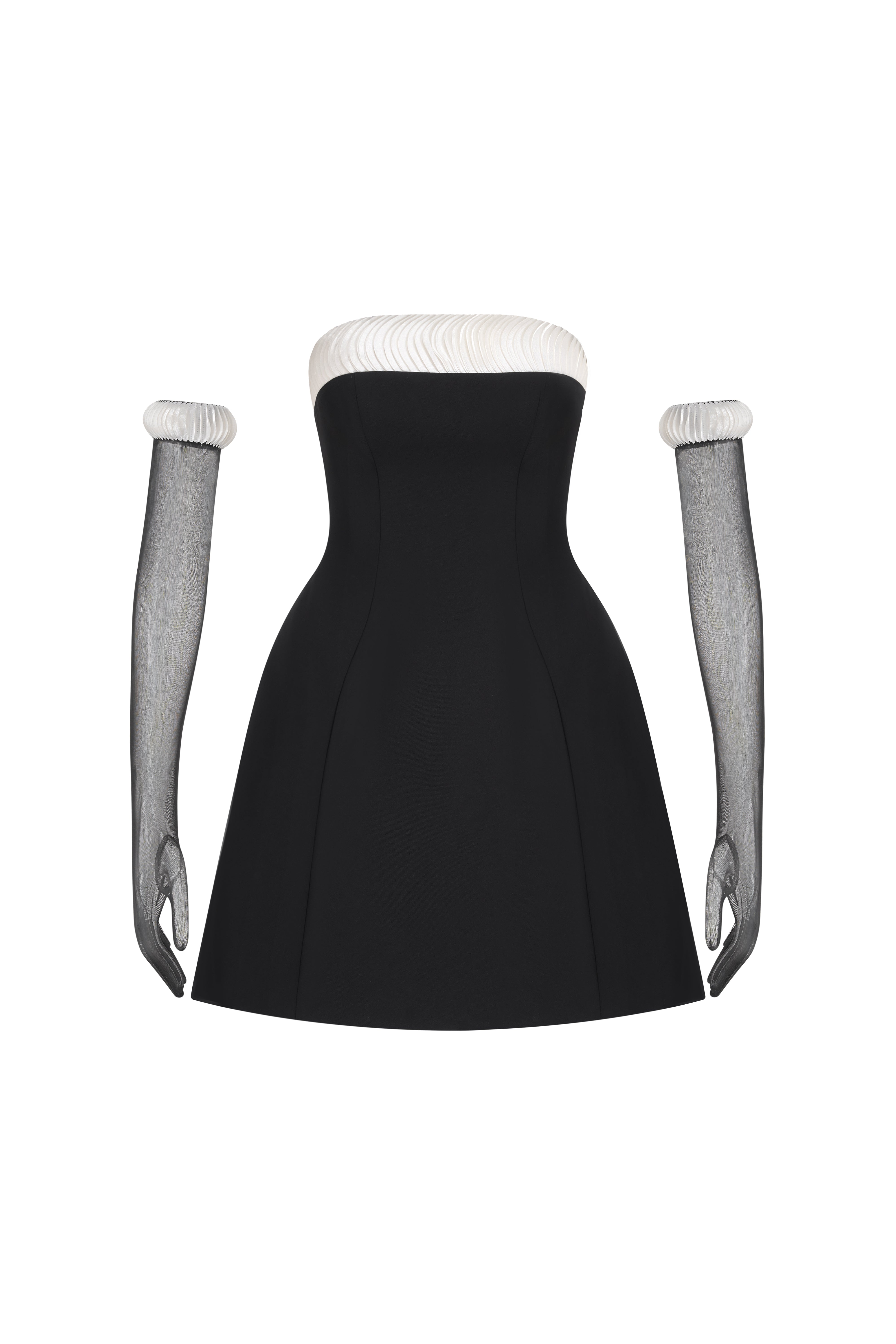 Strapless Twill Mini Dress