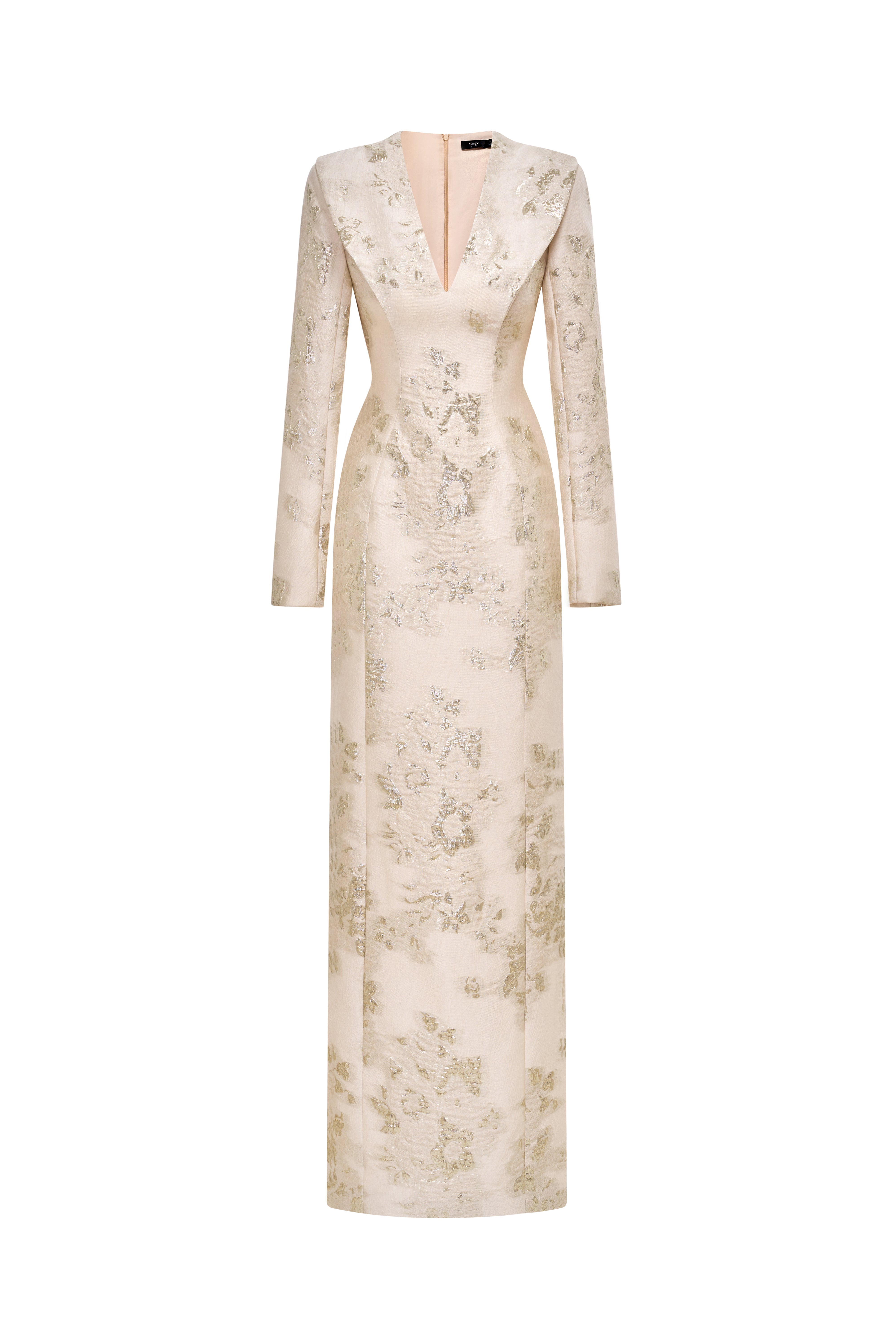 Structured V-Neck Taffeta Silk Gown