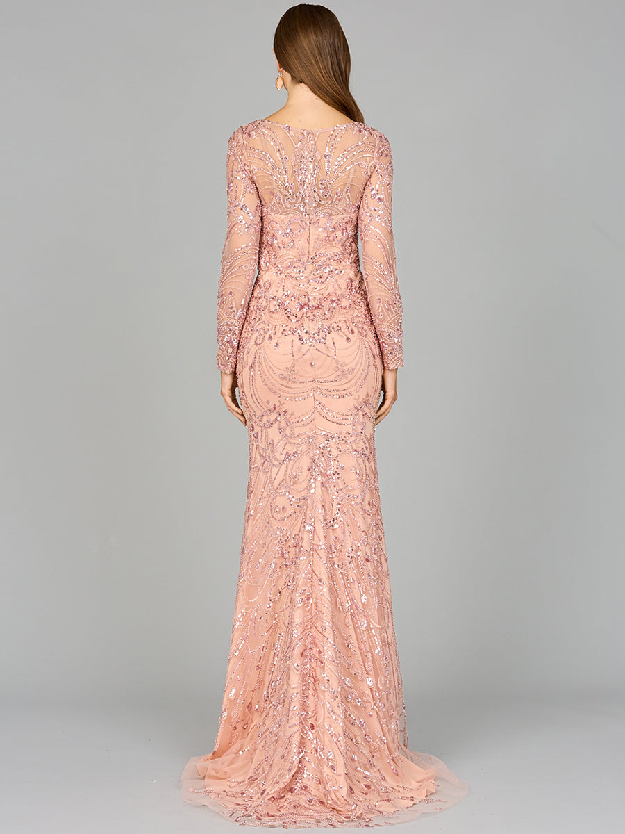 Style 29050 – Long Sleeve Column Gown | Modest Formal Mother of the Bride Evening Dress