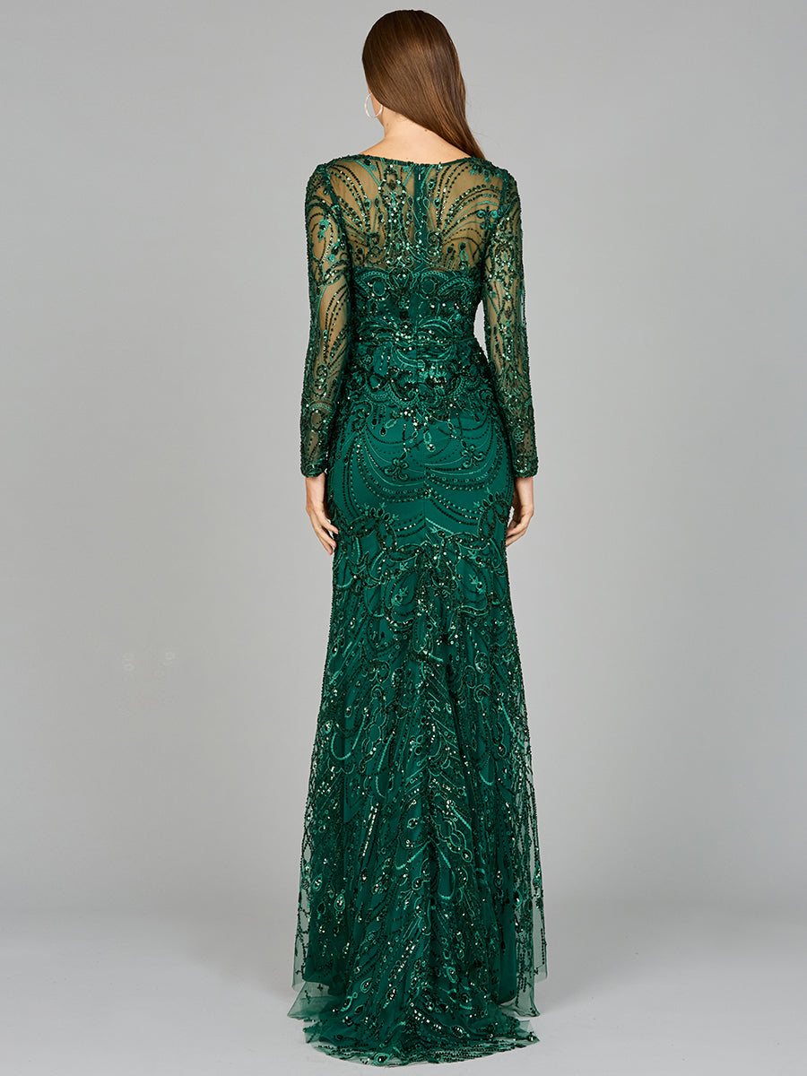 Style 29050 – Long Sleeve Column Gown | Modest Formal Mother of the Bride Evening Dress