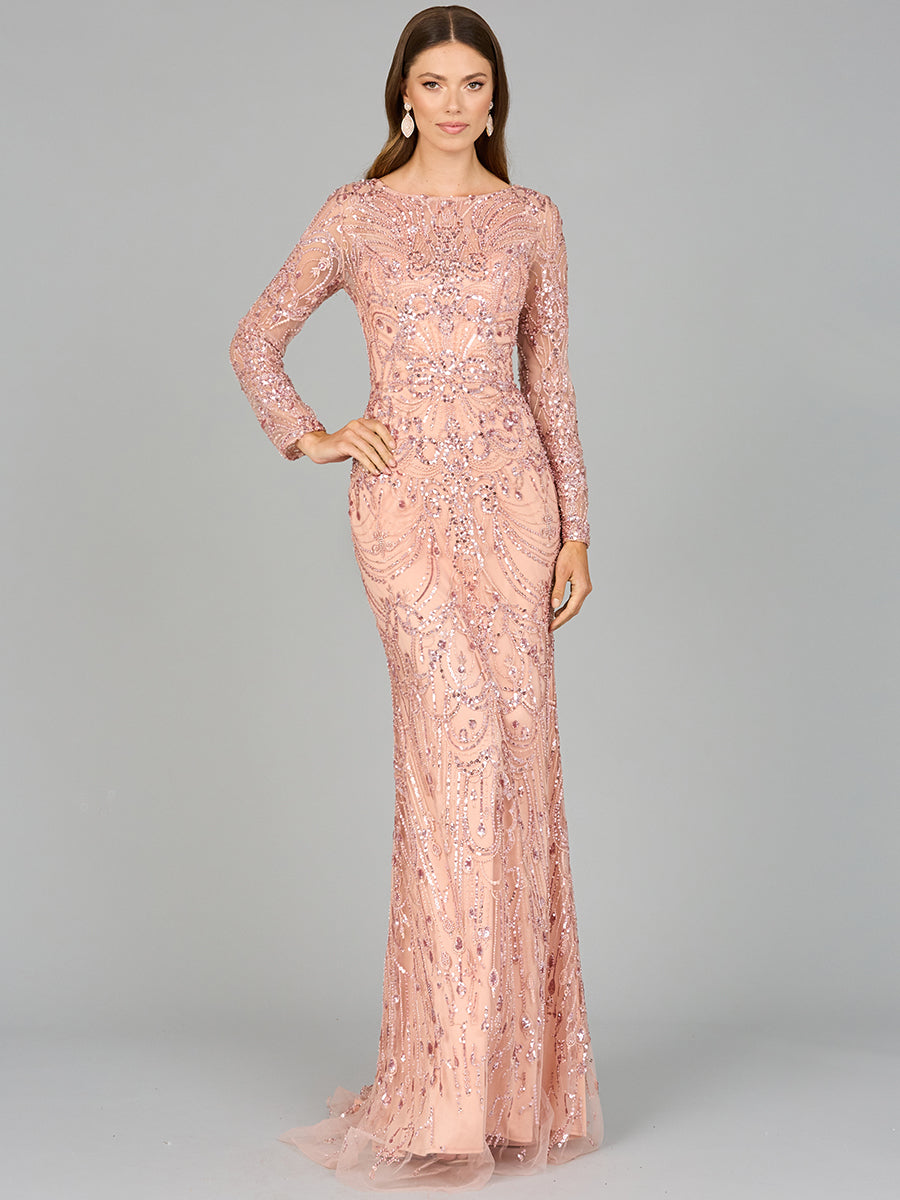 Style 29050 – Long Sleeve Column Gown | Modest Formal Mother of the Bride Evening Dress