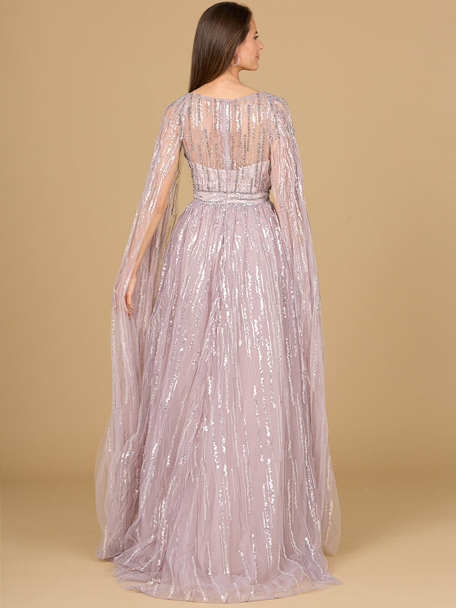 Style 29150 – Orchid Lace A-Line Gown | Illusion Sweetheart Cape Sleeve Embroidered Modest Dress