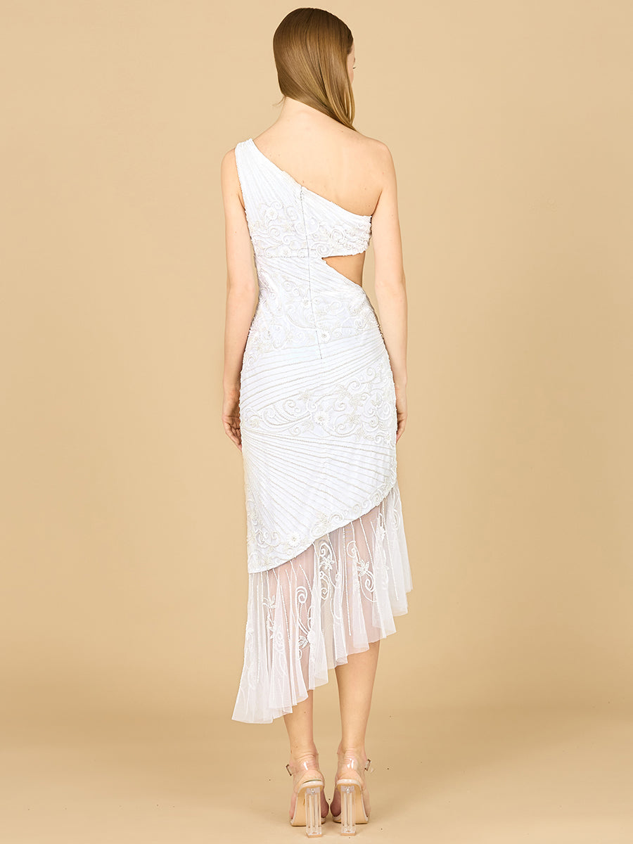 Style 51181 – Ivory One-Shoulder Short Wedding Dress | Elegant Cocktail & Party Bridal Gown by Lara