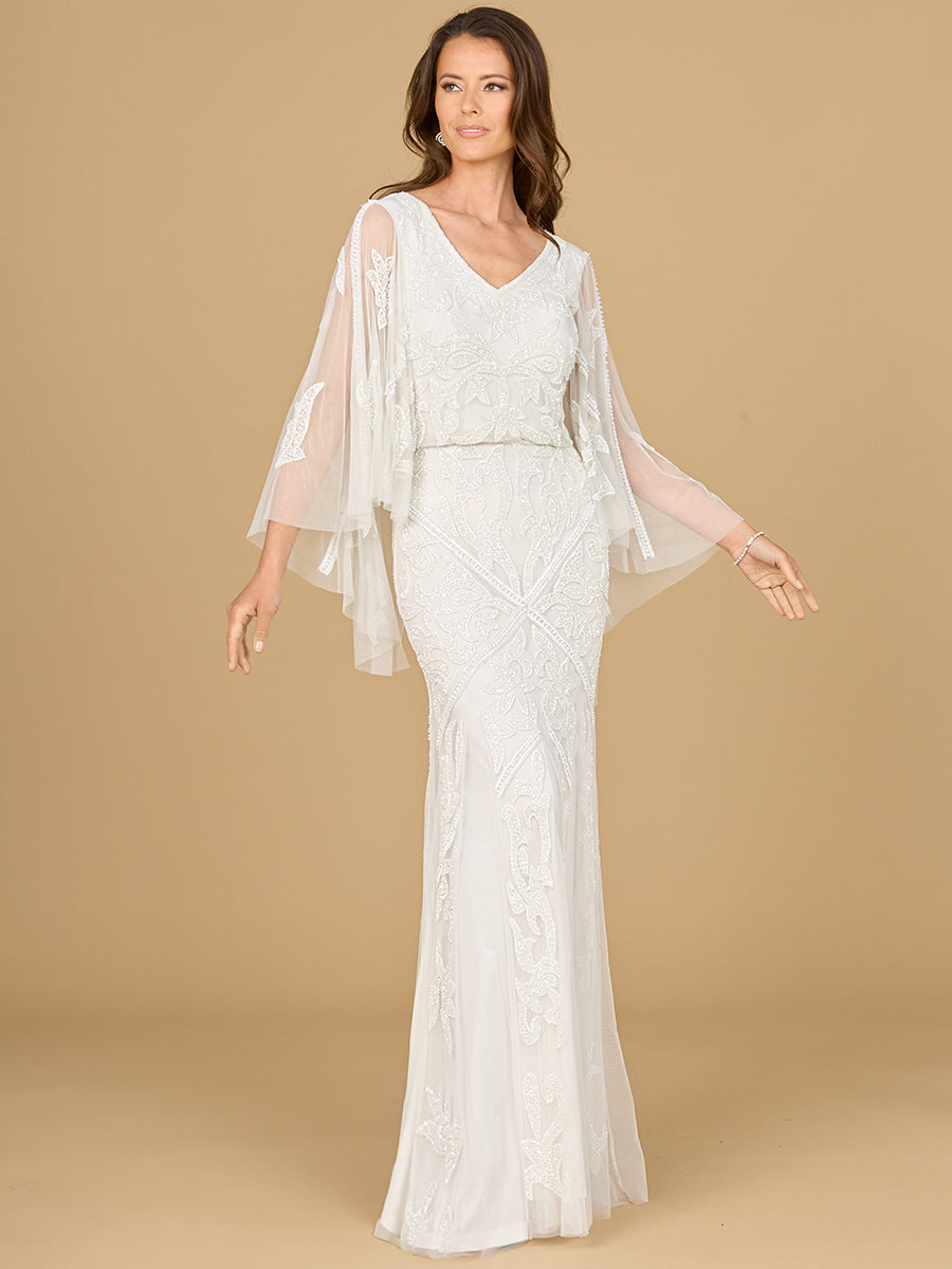Style 51186 – Ivory Long Sleeve Column Wedding Gown | Elegant Modest Bridal & Formal Evening Dress