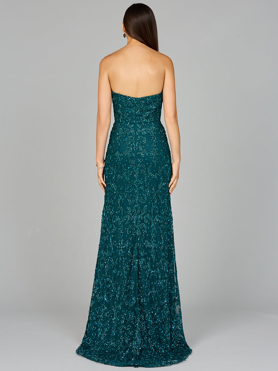 Style 9952 – Sleeveless A-Line Long Gown | Elegant Prom & Bridesmaid Dress in Teal & Nude Mint