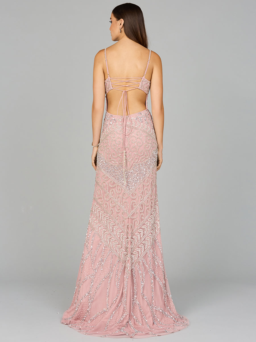 Style 9959 – Sleeveless A-Line Column Long Gown | Elegant Prom & Evening Dress in Cashmere & Periwinkle