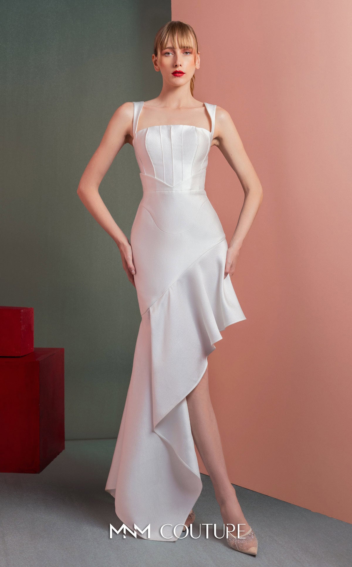Style GOF2517 Asymmetrical High-Low Skirt Mikado Dress