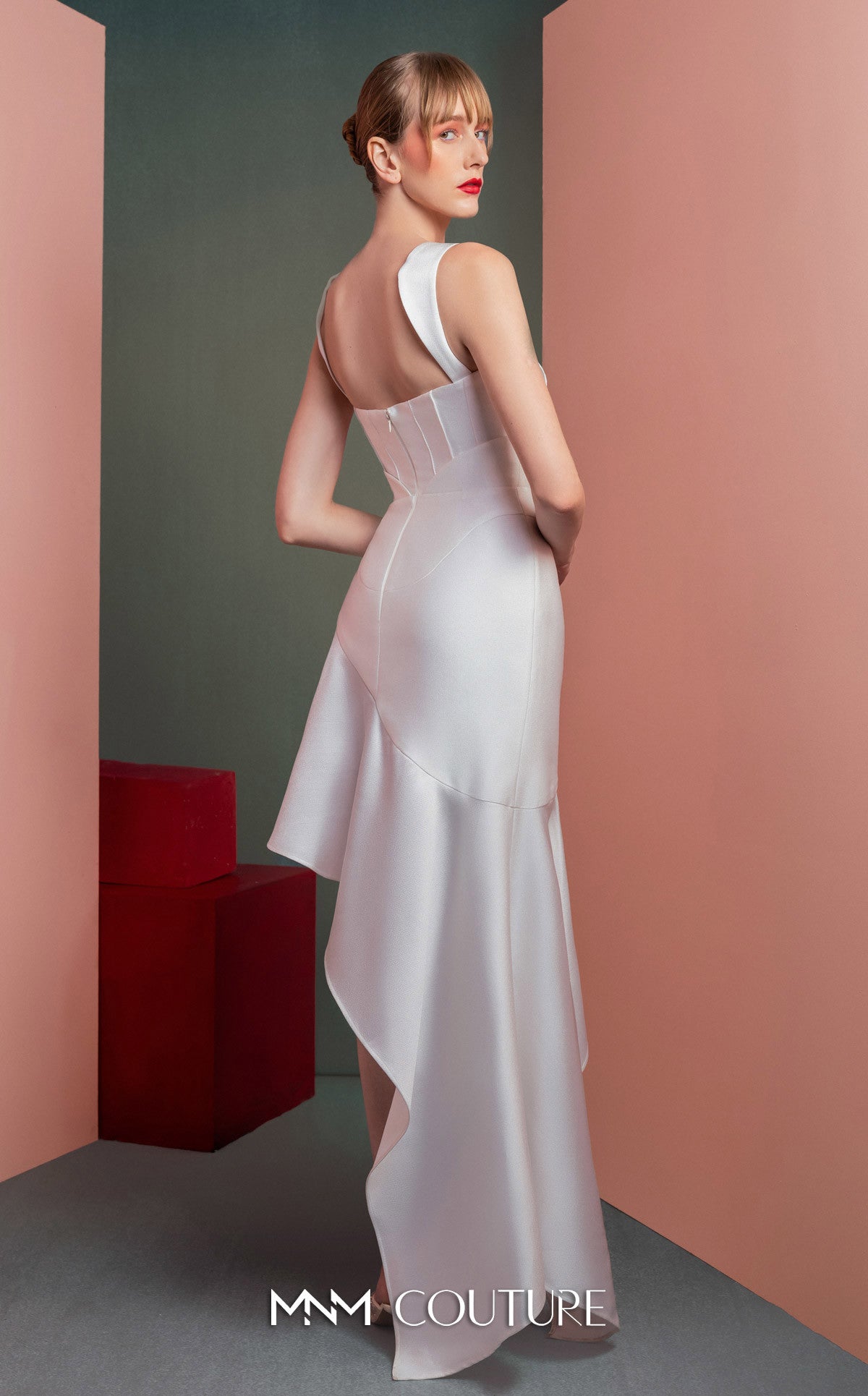 Style GOF2517 Asymmetrical High-Low Skirt Mikado Dress