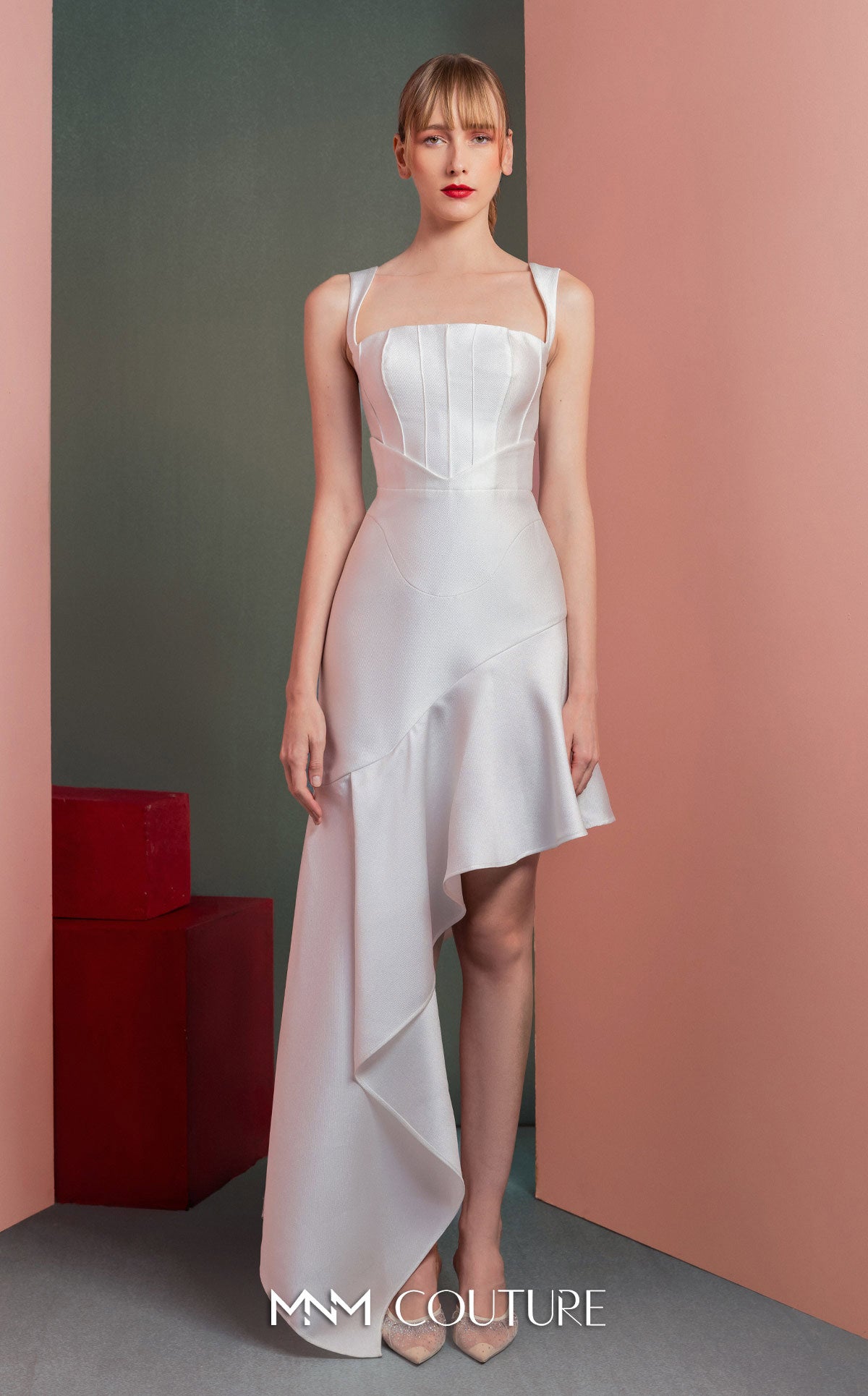 Style GOF2517 Asymmetrical High-Low Skirt Mikado Dress