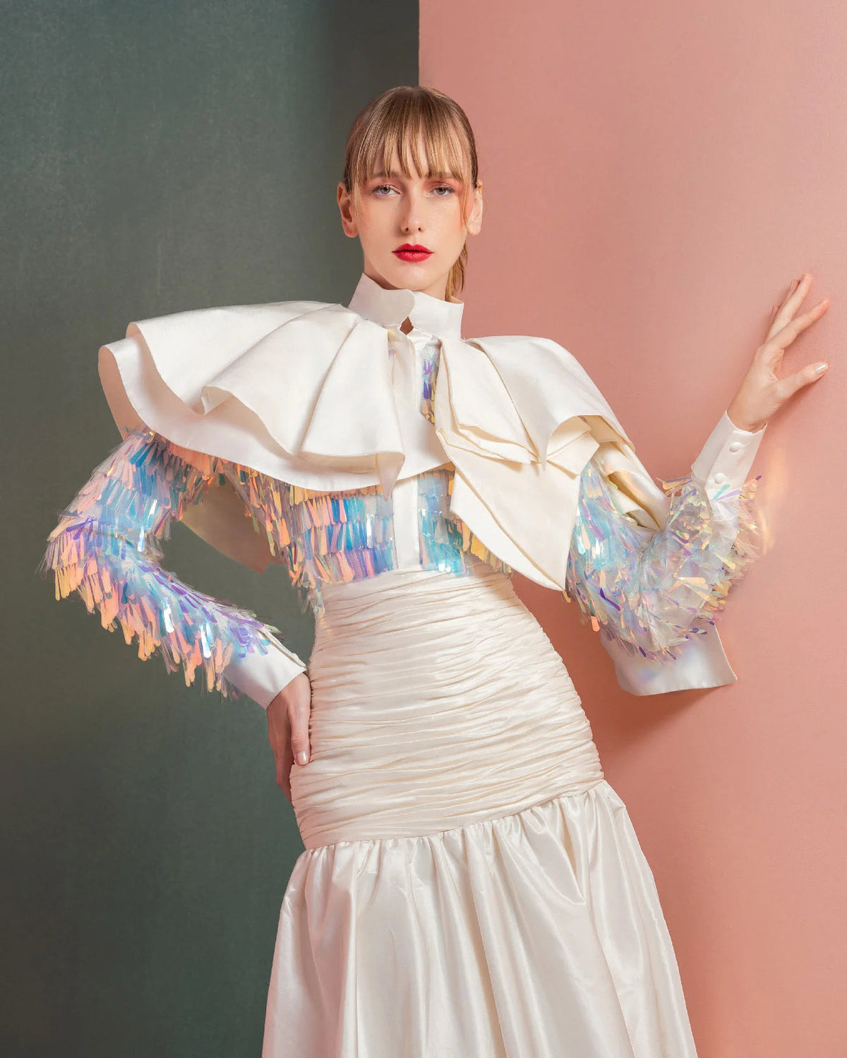 Style GOF2521 Taffeta and Sequin Embellished Blouse