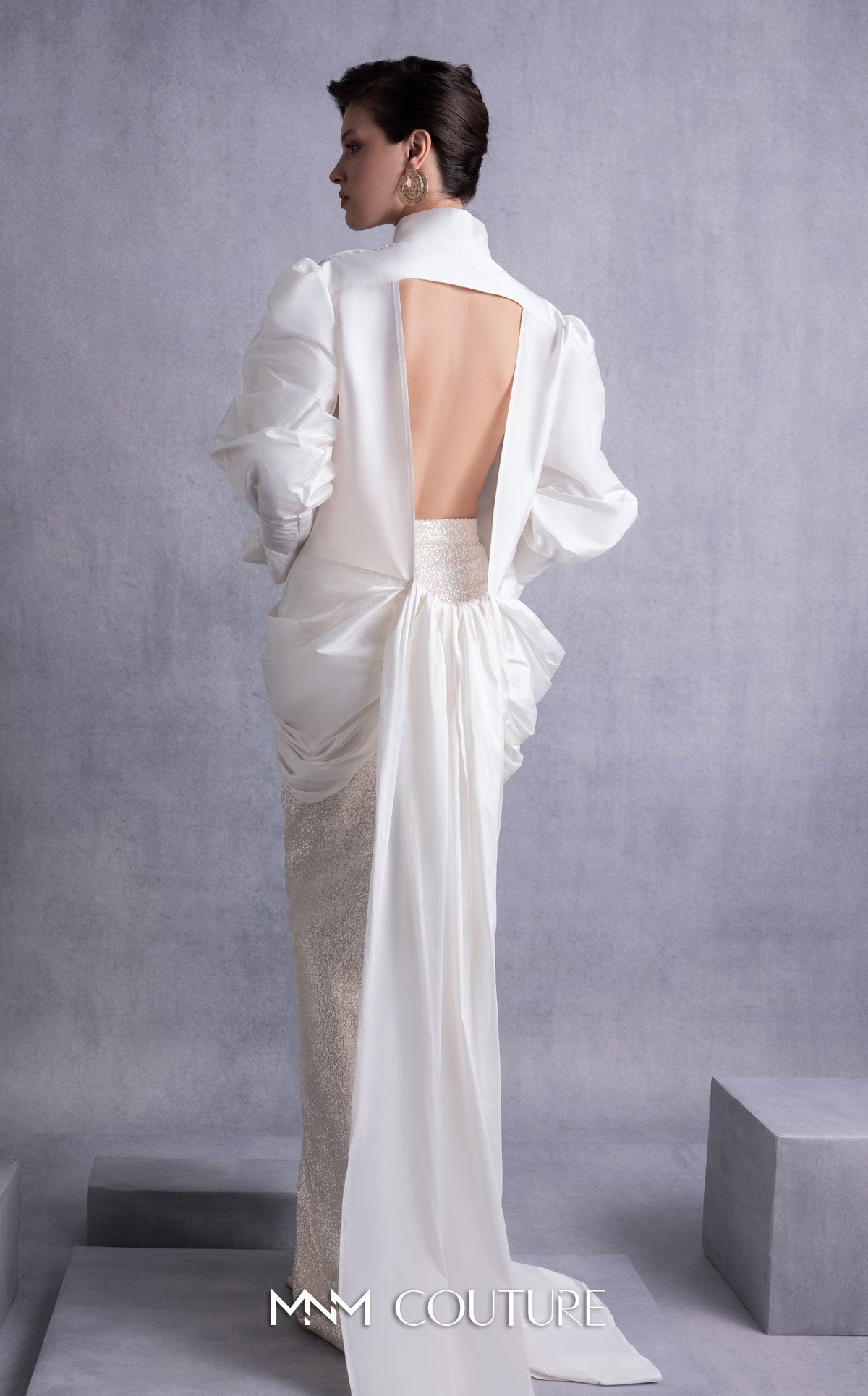 Style GOS2516 Open-Back Sweeping Train Taffeta Blouse Envelope Skirt