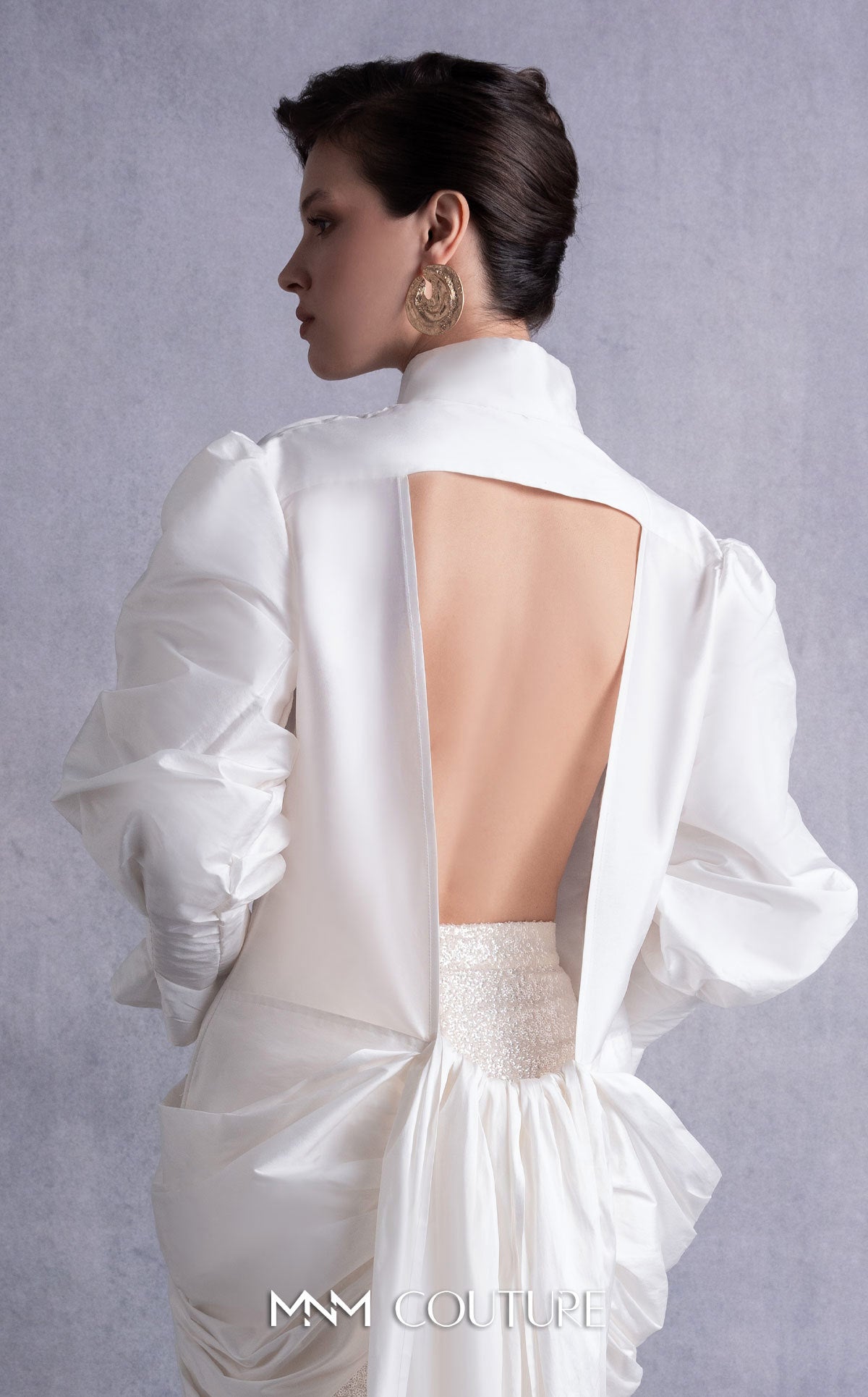 Style GOS2516 Open-Back Sweeping Train Taffeta Blouse Envelope Skirt