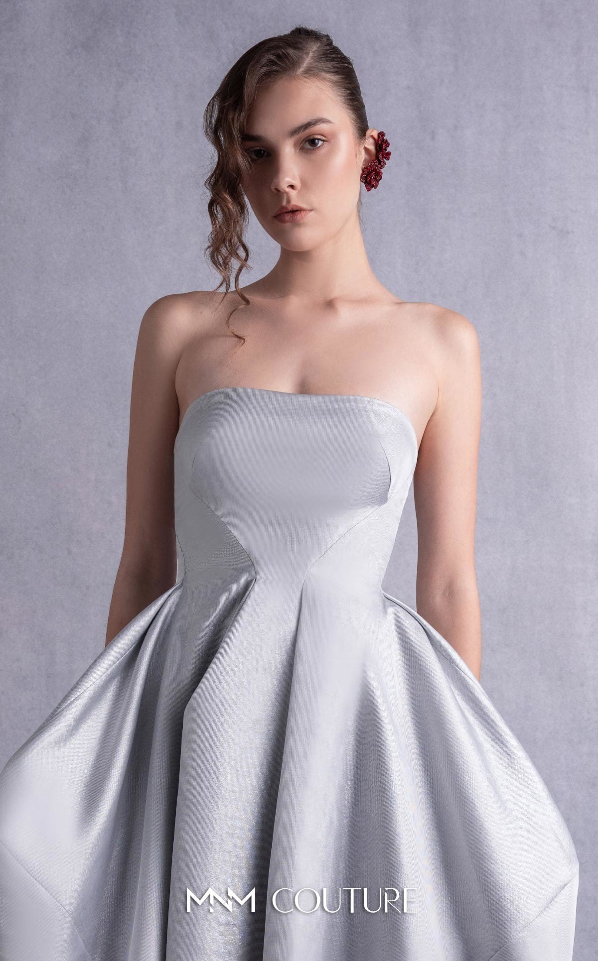 Style GOS2521 Elegant Silver Mikado Piqué Strapless Dress