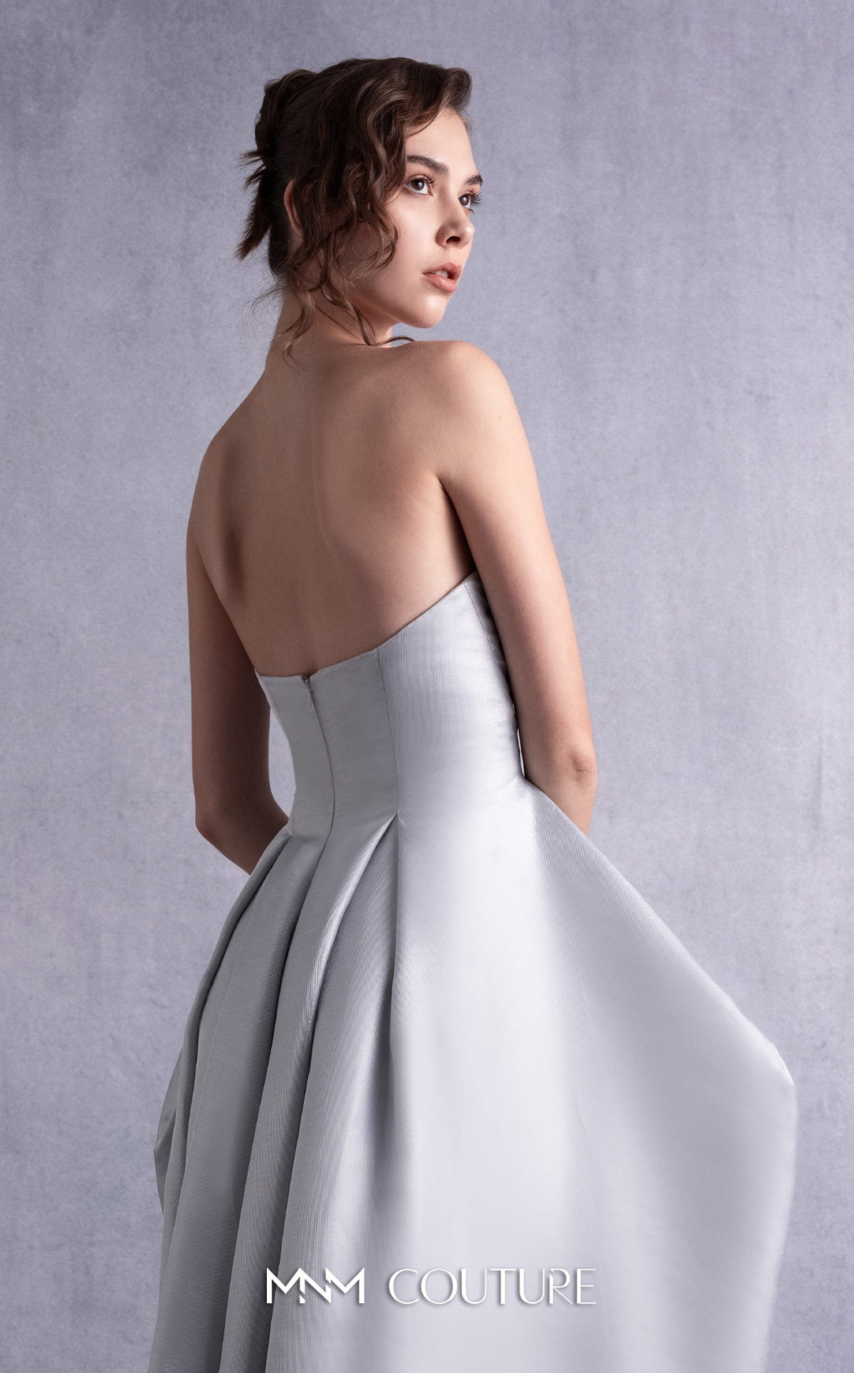 Style GOS2521 Elegant Silver Mikado Piqué Strapless Dress