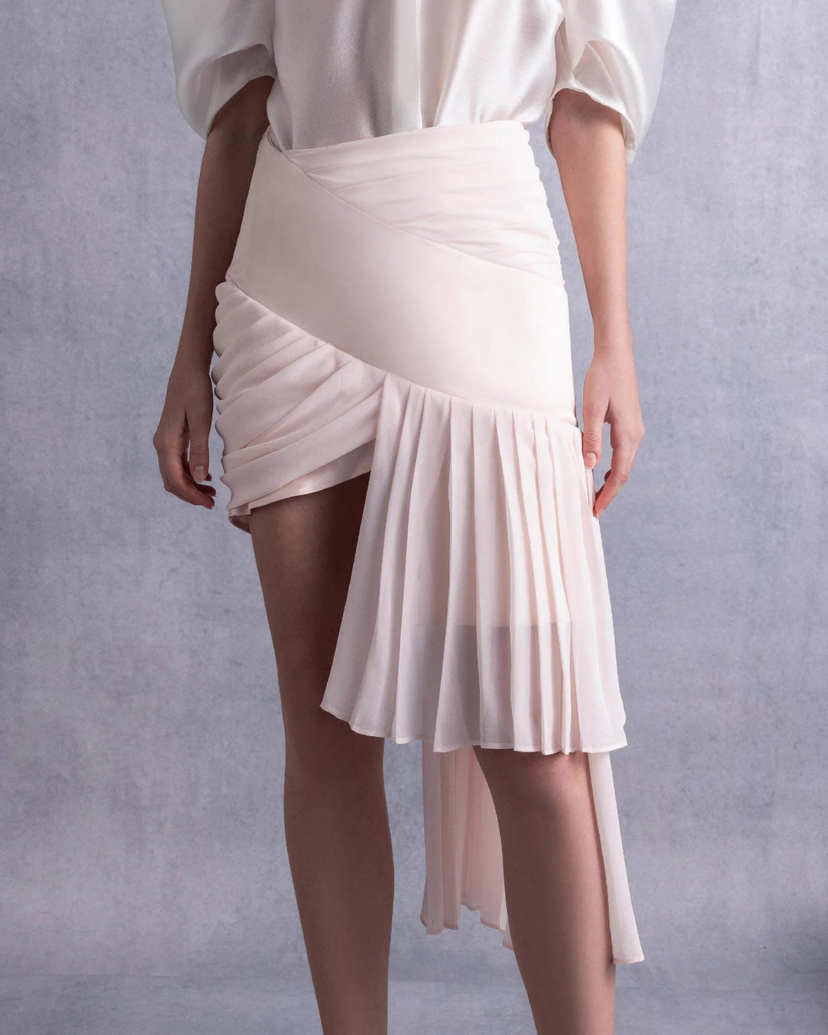 Style GOS2522 Puffy Sleeves Sheer Organza Blouse Skirt