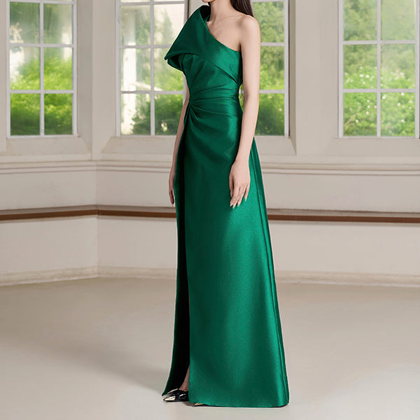 Eve Dress – One-Shoulder Draped Column Gown
