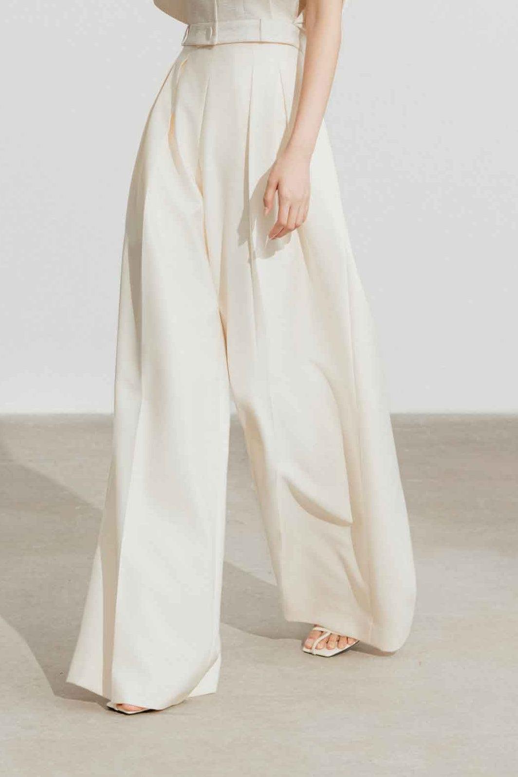 Taffeta Wide-Leg Pants
