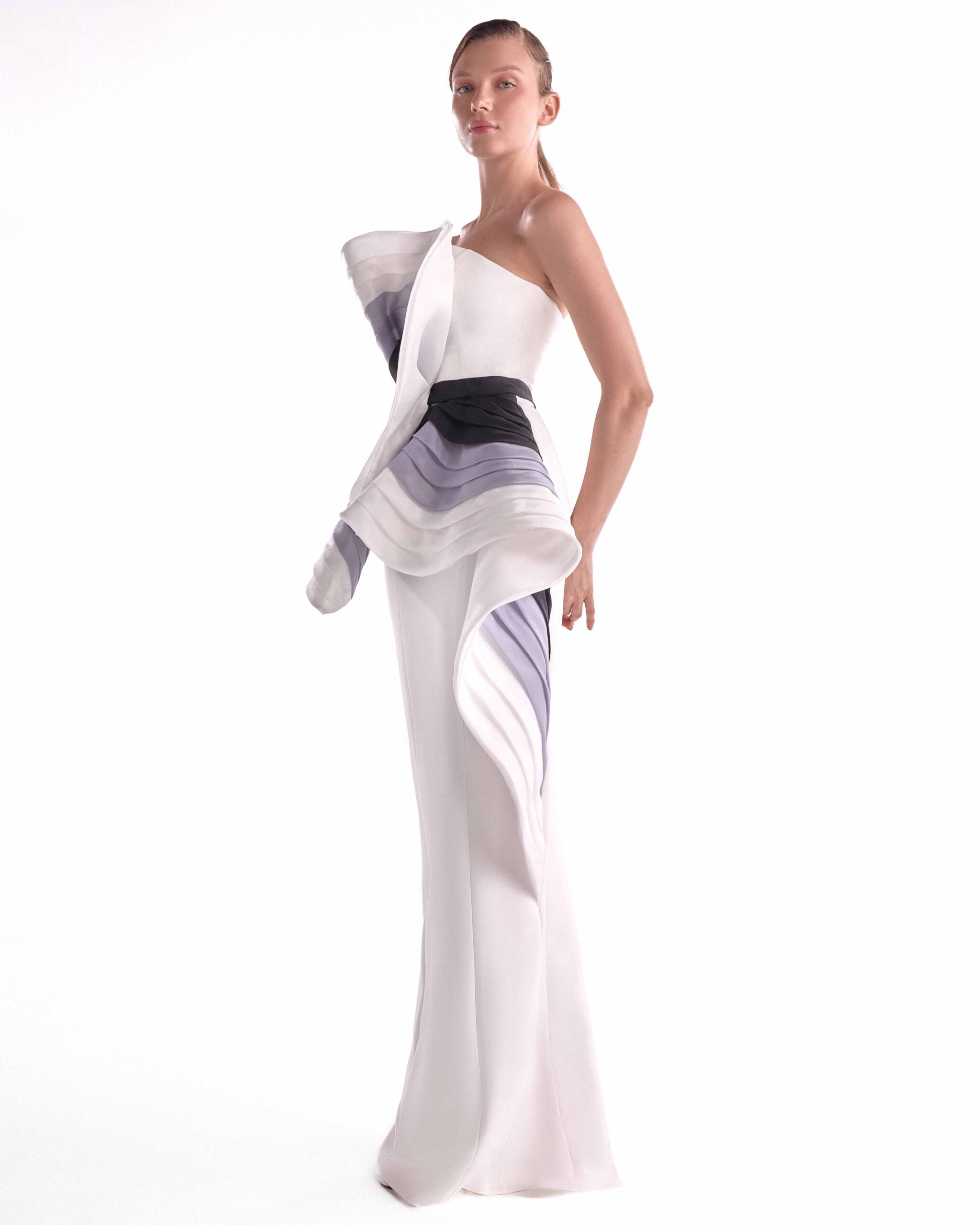 The Tides and Shades, Black and White Couture Gown G2118
