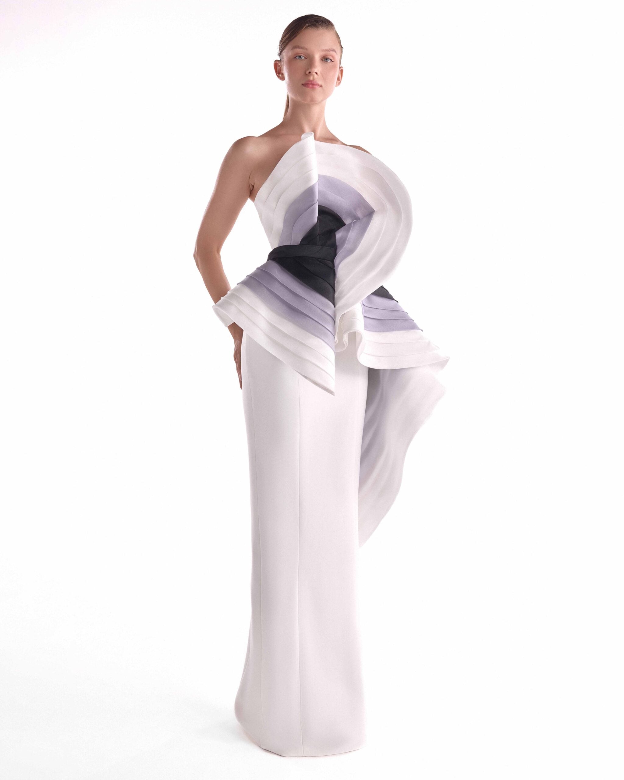 The Tides and Shades, Black and White Couture Gown G2118