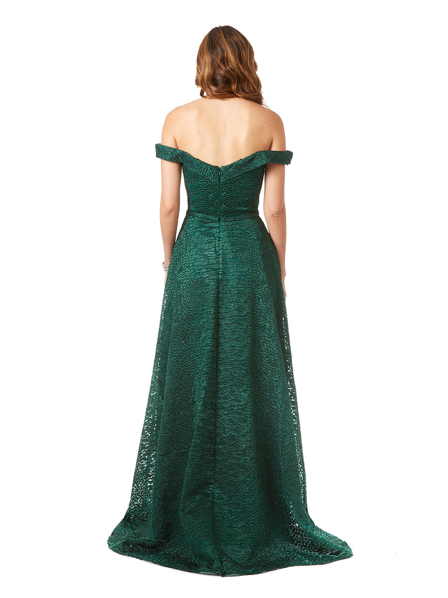 Tonal Beaded Off Shoulder Ballgown 29349
